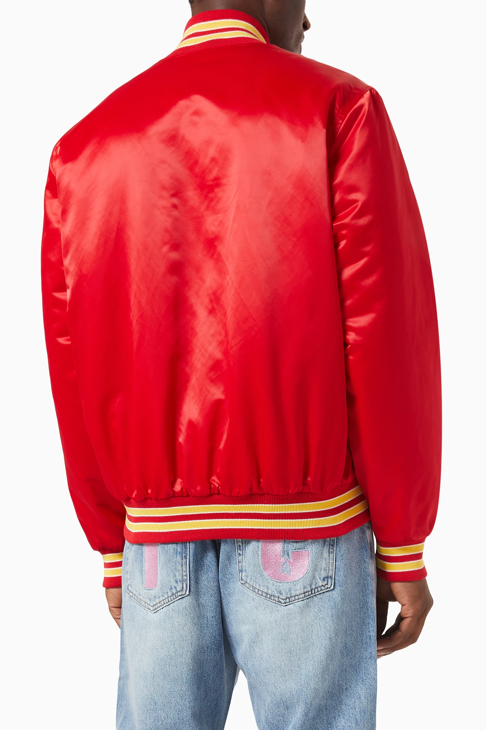 Red discount satin bomber