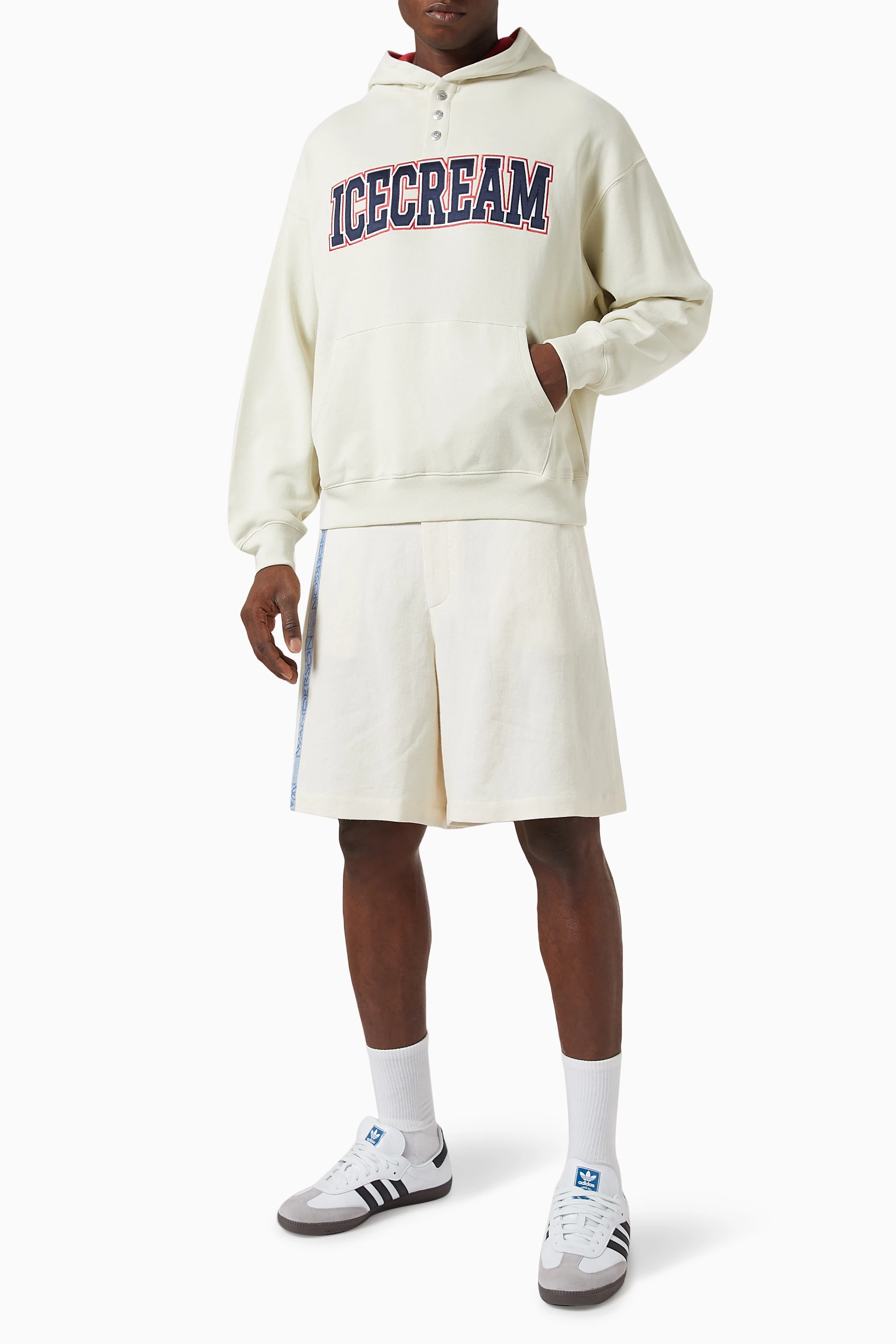 Buy Ice Cream Neutral Logo Button up Hoodie in Cotton Loopback