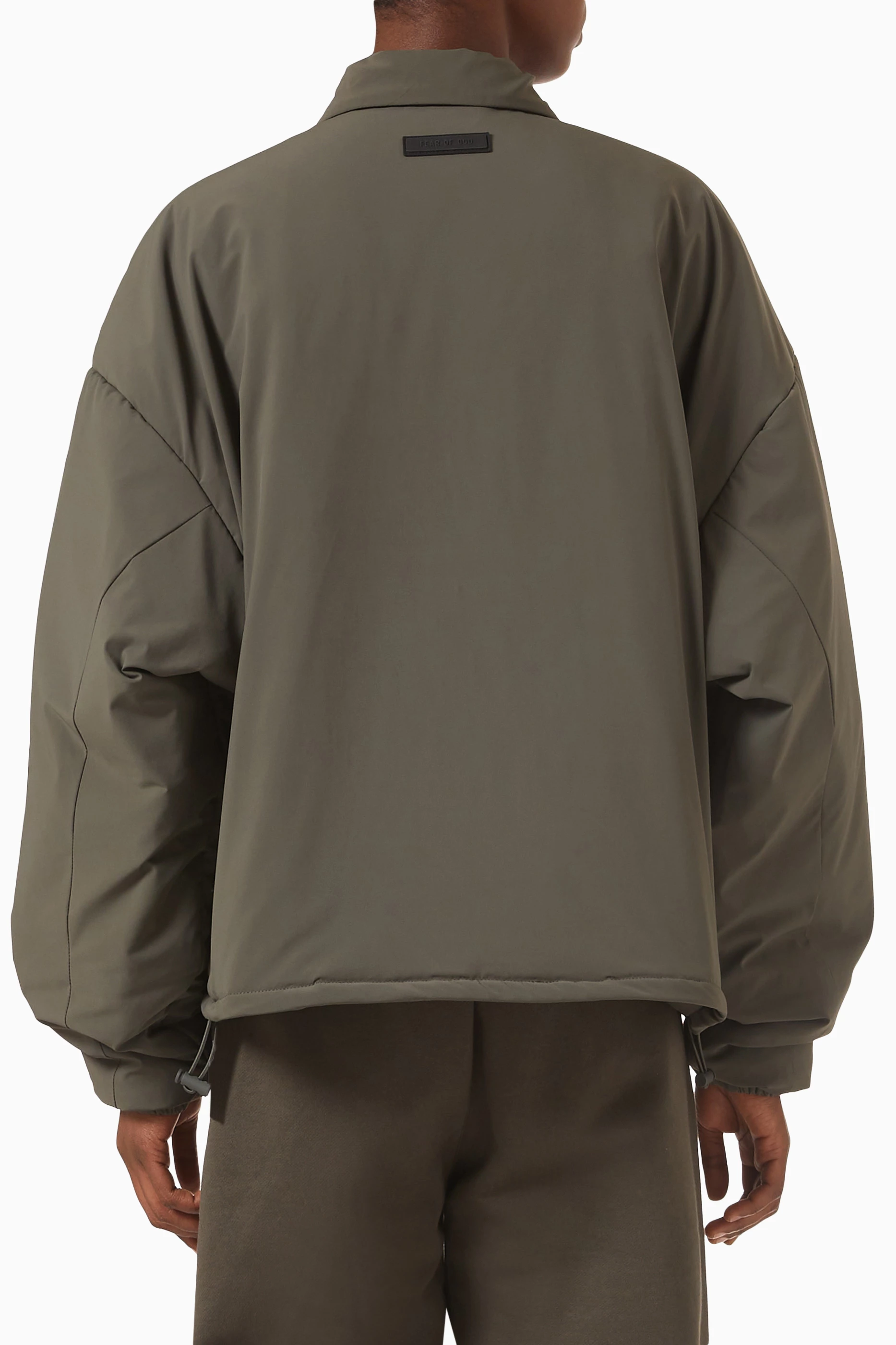 Buy Fear of God Essentials Black Filled Shirt Jacket in Stretch
