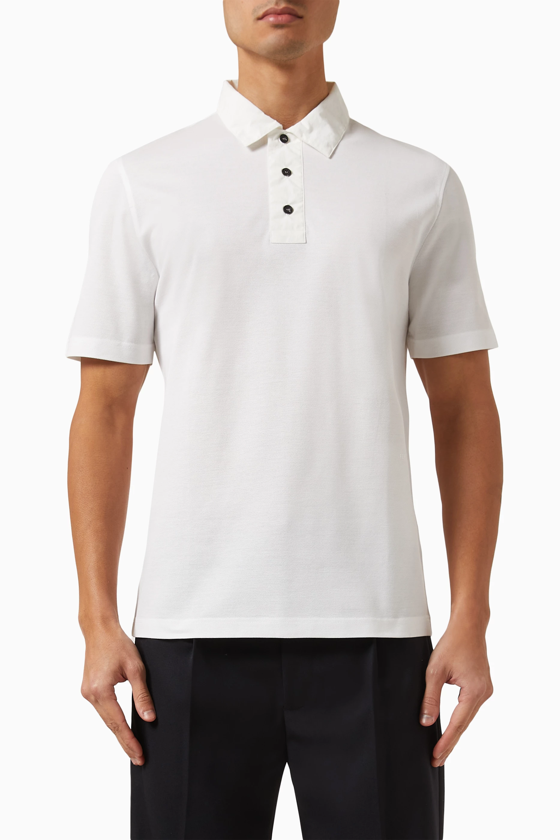 Buy Ferragamo White Polo Shirt in Cotton for Men in UAE Ounass