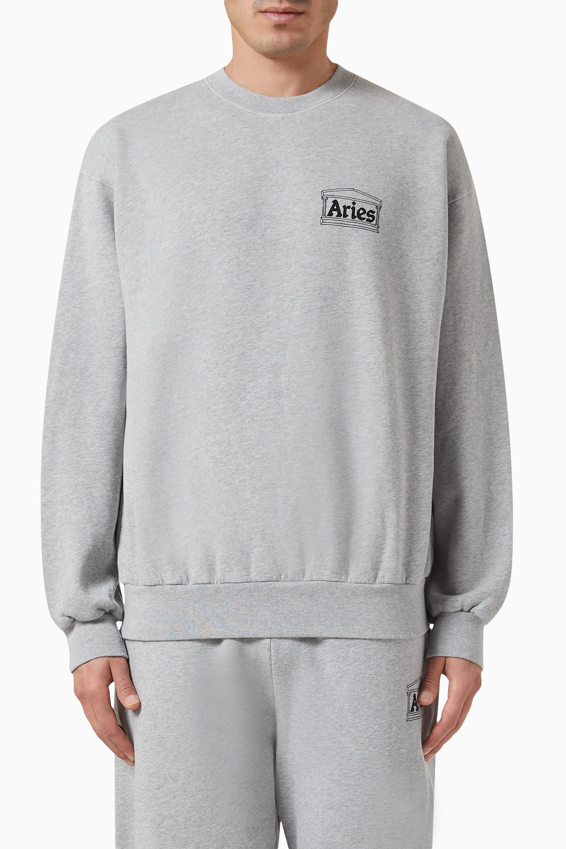 Buy Aries Grey Mini Temple Sweatshirt in Cotton Fleece for Men in