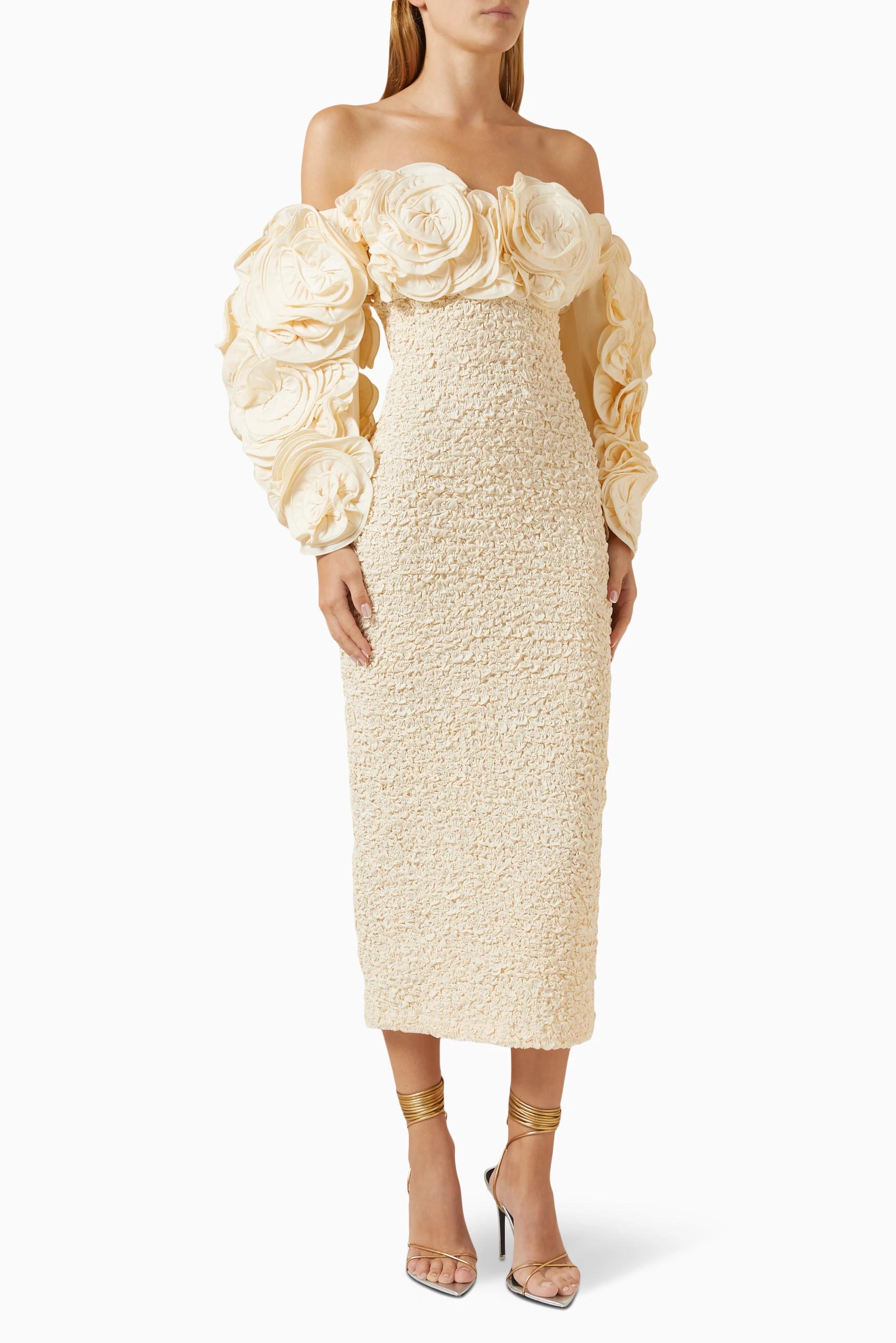 Buy Mara Hoffman Neutral Luna Smocked Midi Dress in Organic Cotton