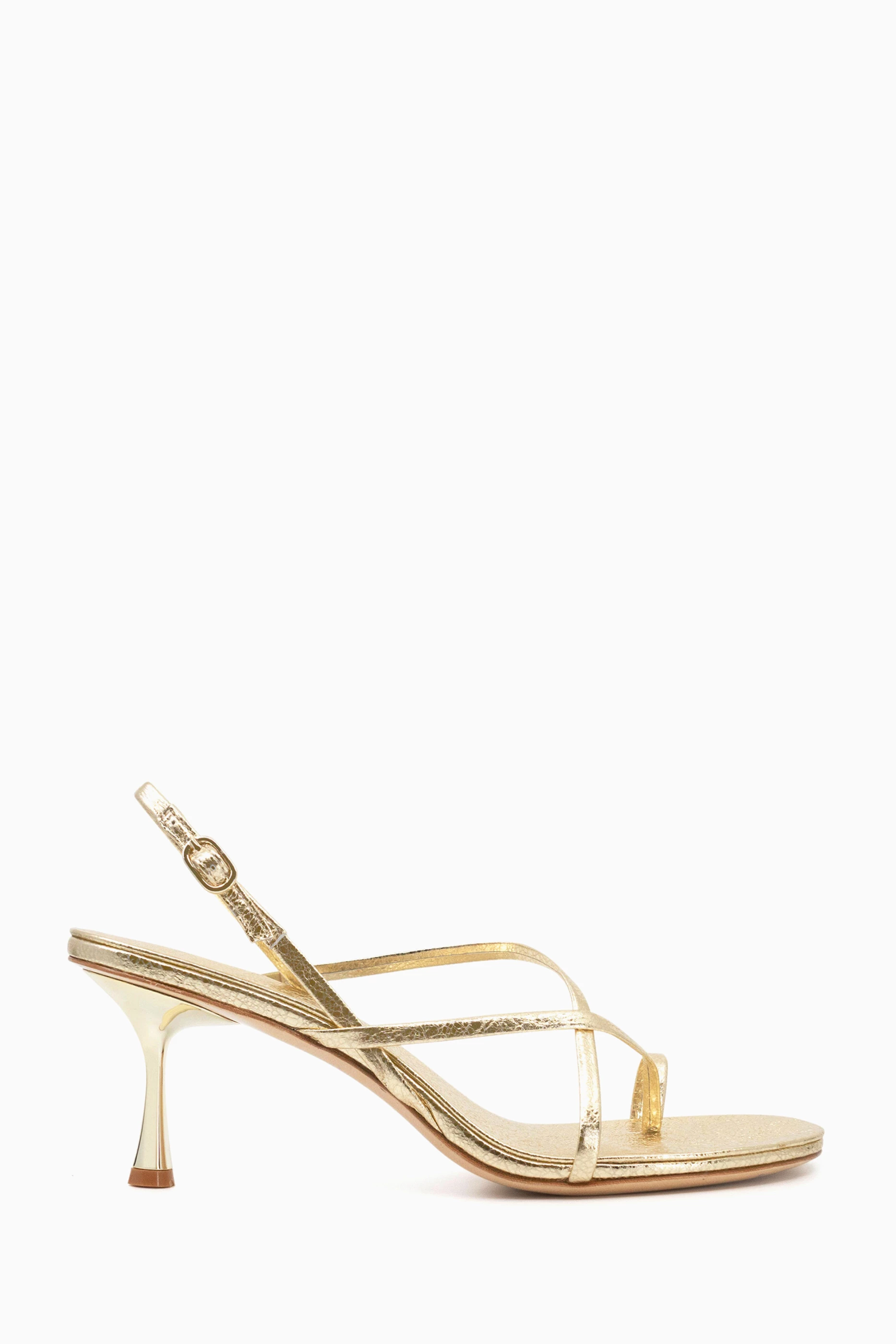 Gold strappy shop shoes