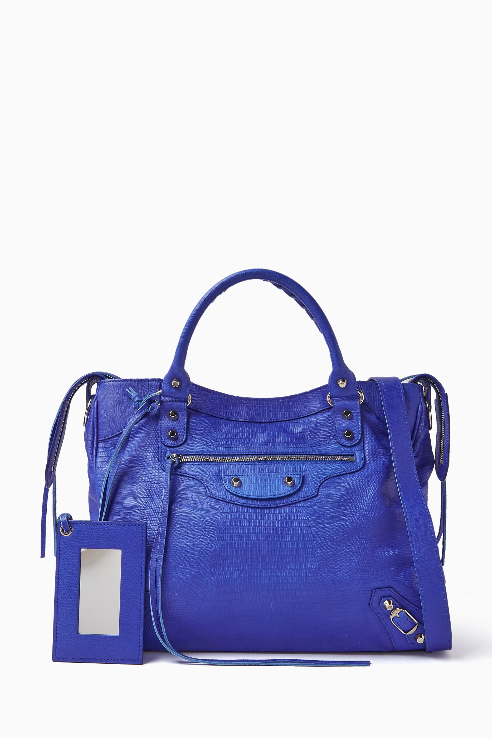 Buy Balenciaga Pre Loved Blue Velo Motorcycle City Bag in Lambskin