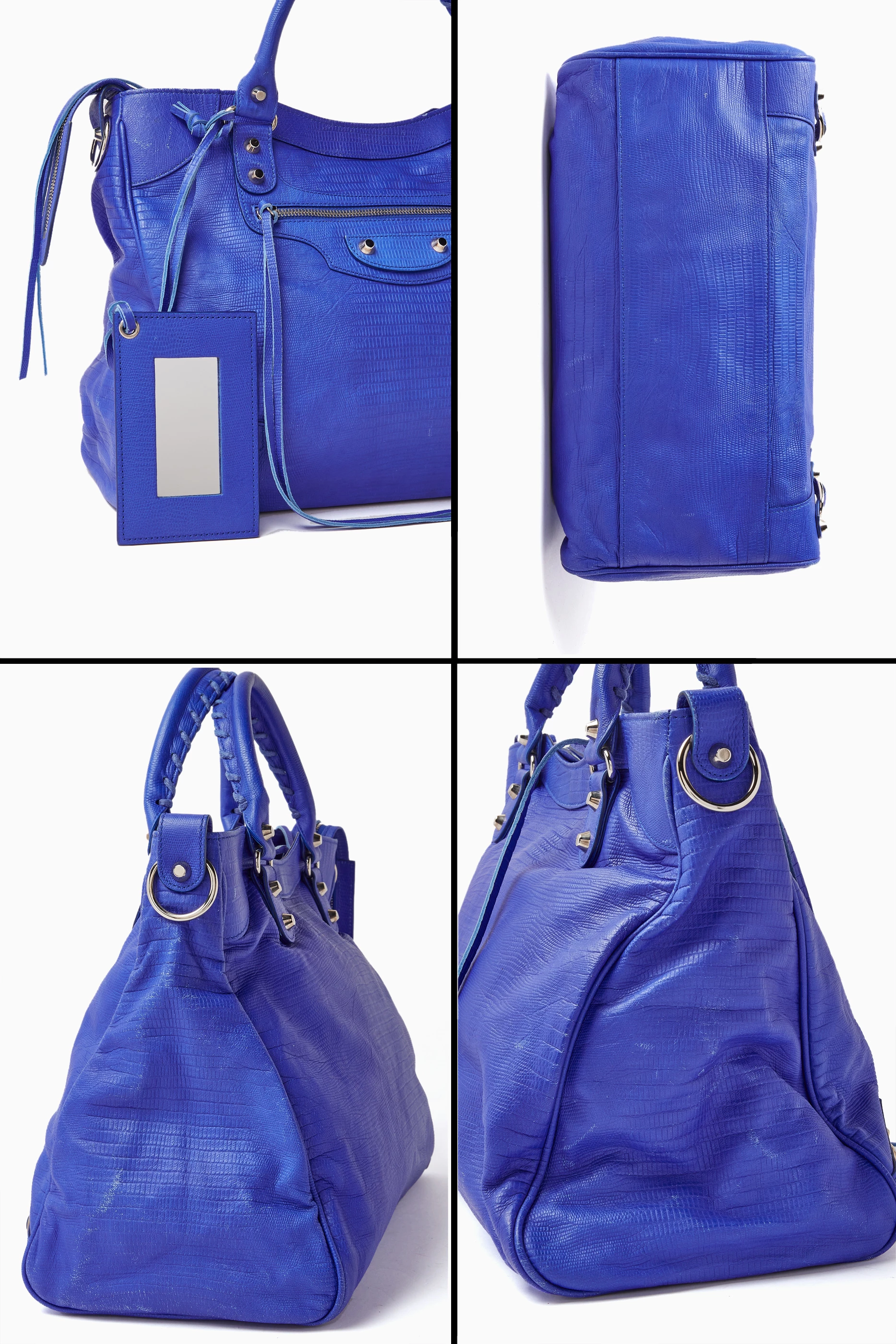 Buy Balenciaga Pre Loved Blue Velo Motorcycle City Bag in Lambskin