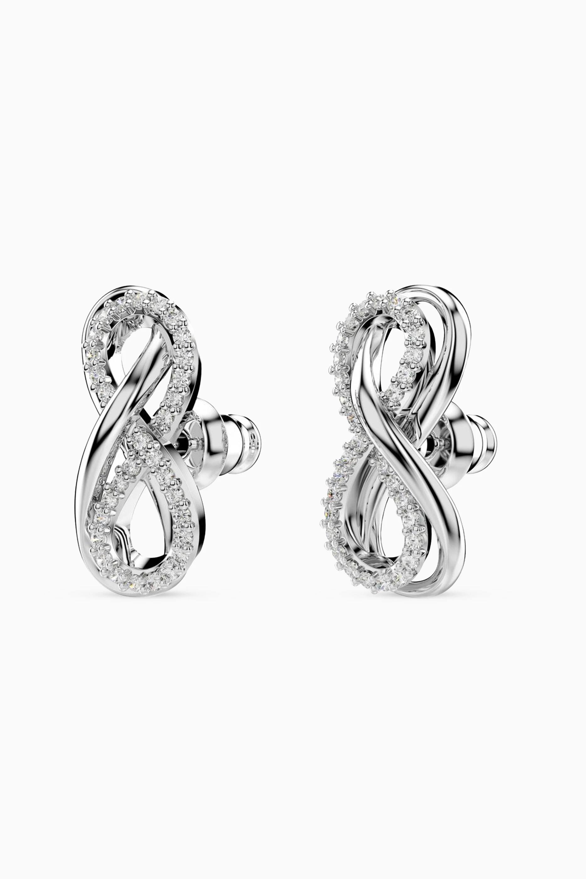 Buy Swarovski White Infinity Crystal Stud Earrings in Gold plated