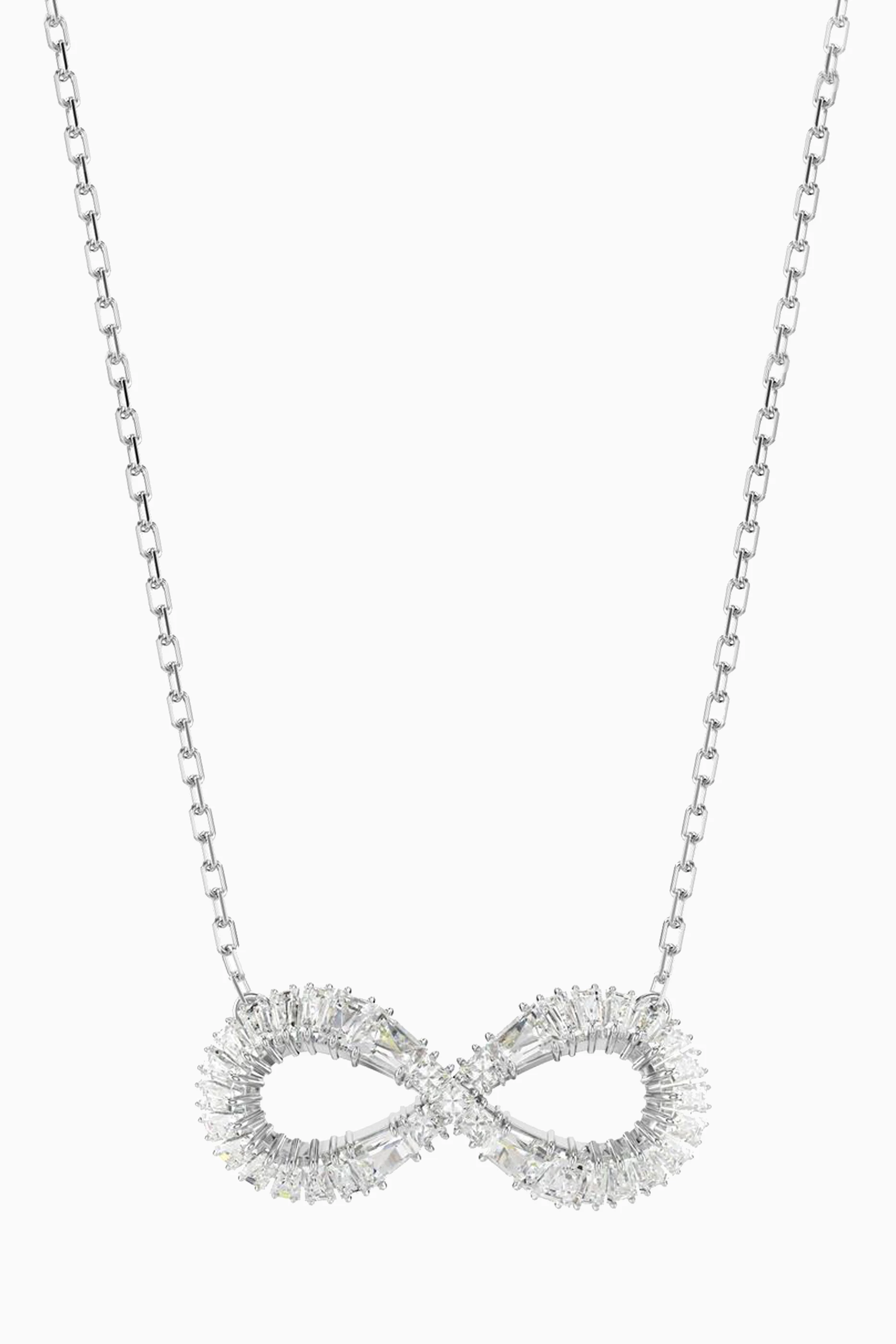 Buy Swarovski White Hyperbola Infinity Pendant Necklace in Rhodium