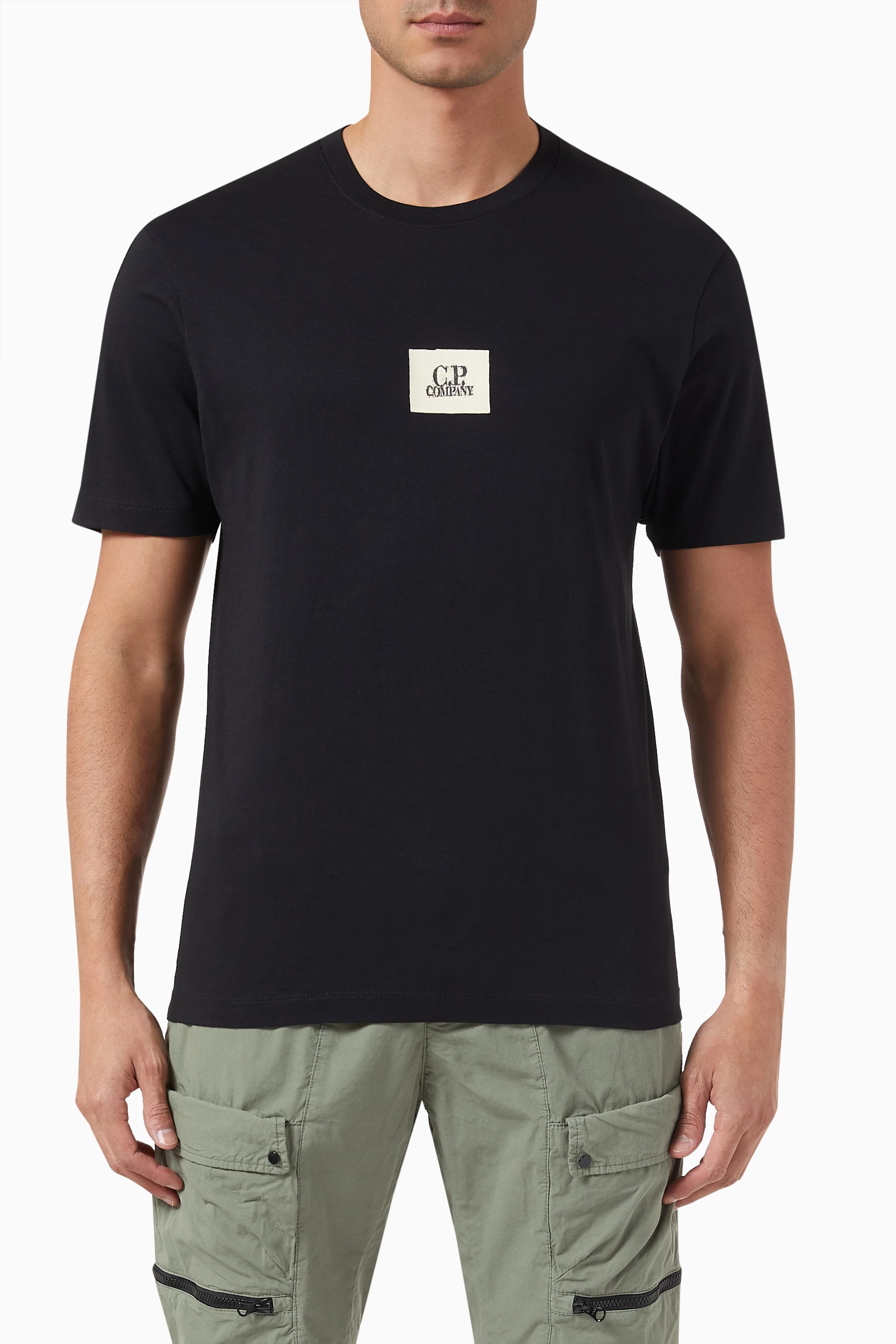 Buy C.P. Company Black 30 1 Logo T shirt in Cotton jersey for Men