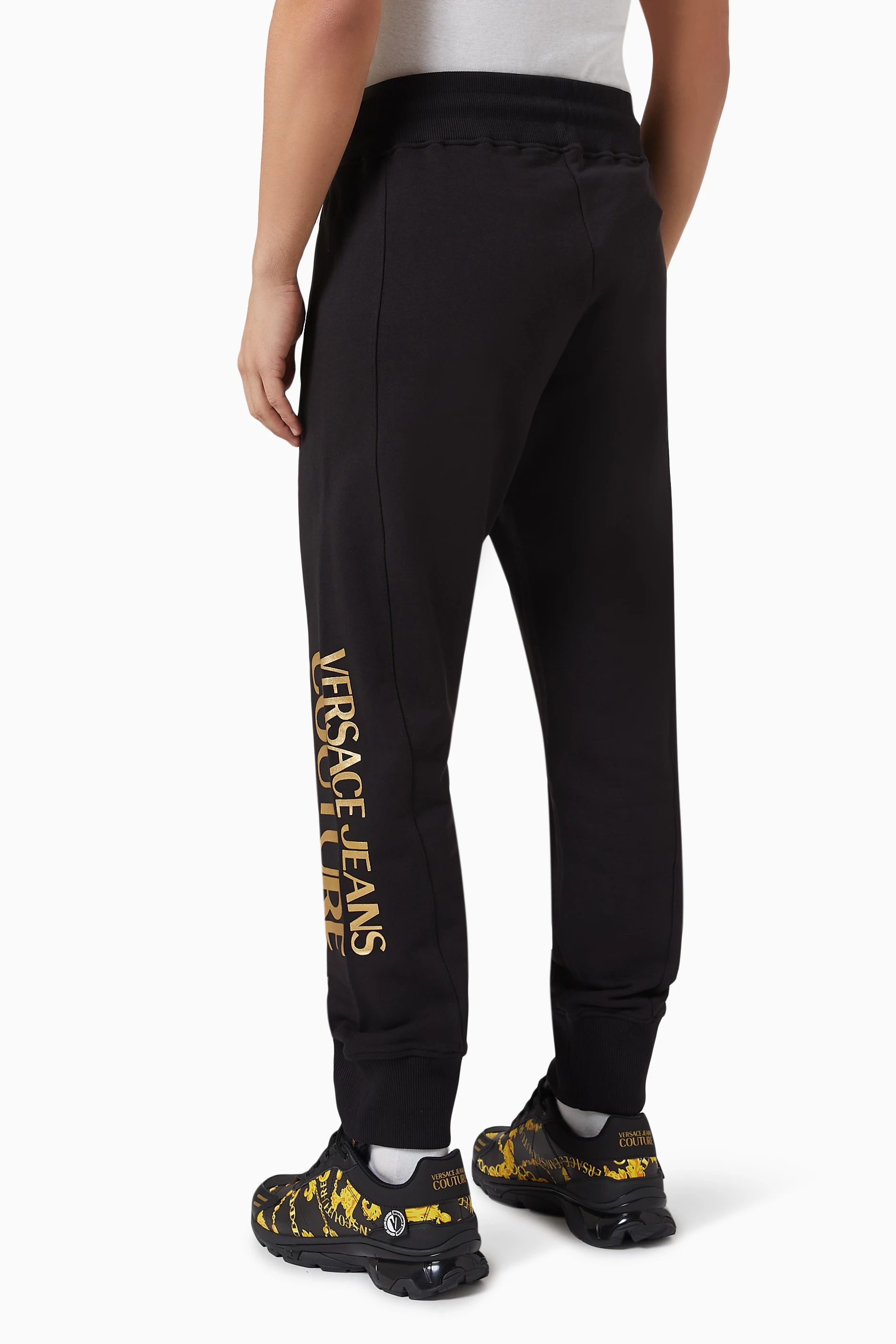 Buy Versace Jeans Couture Black Logo Sweatpants in Cotton for Men