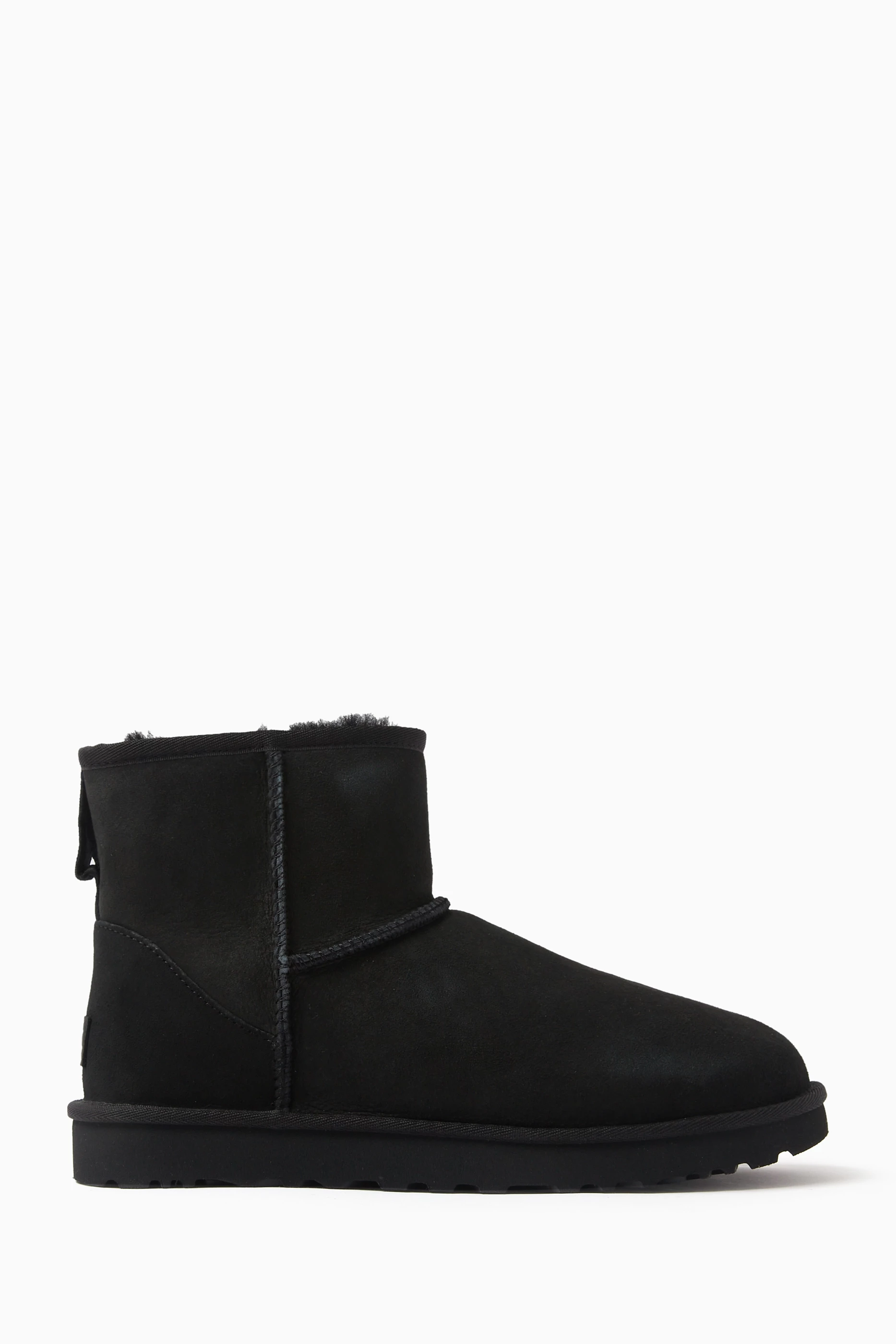 Buy UGG Black Classic Mini II Heritage Ankle Boots in Suede for