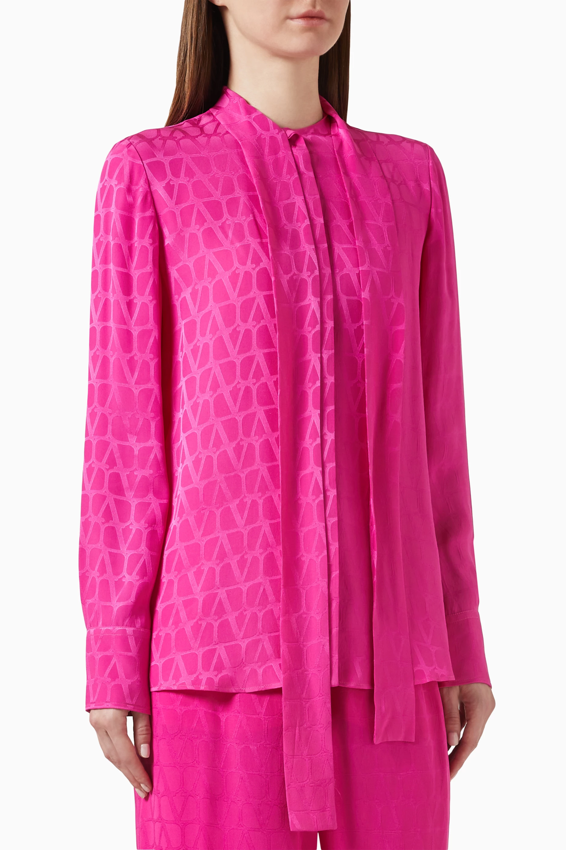 Valentino Garavani V-logo silk blouse - Pink