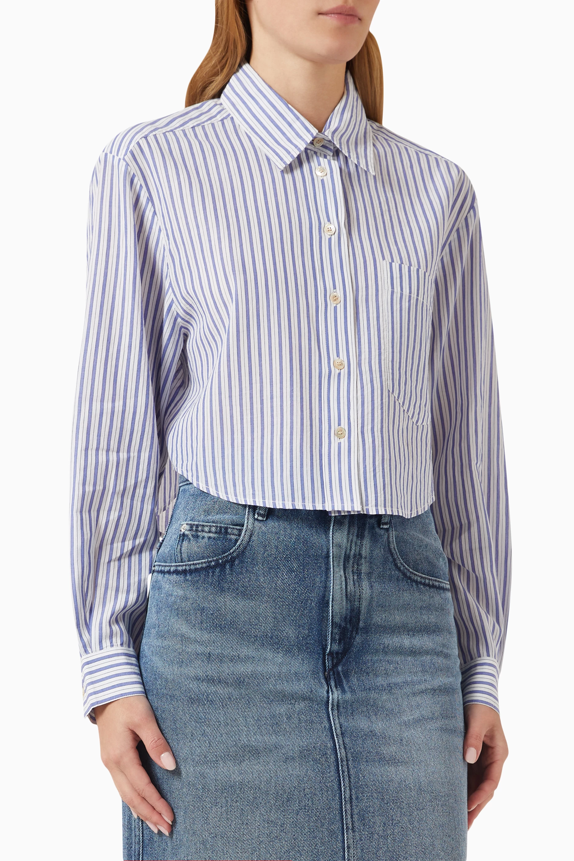 Buy Isabel Marant Etoile Blue Eliora Striped Shirt in Cotton for