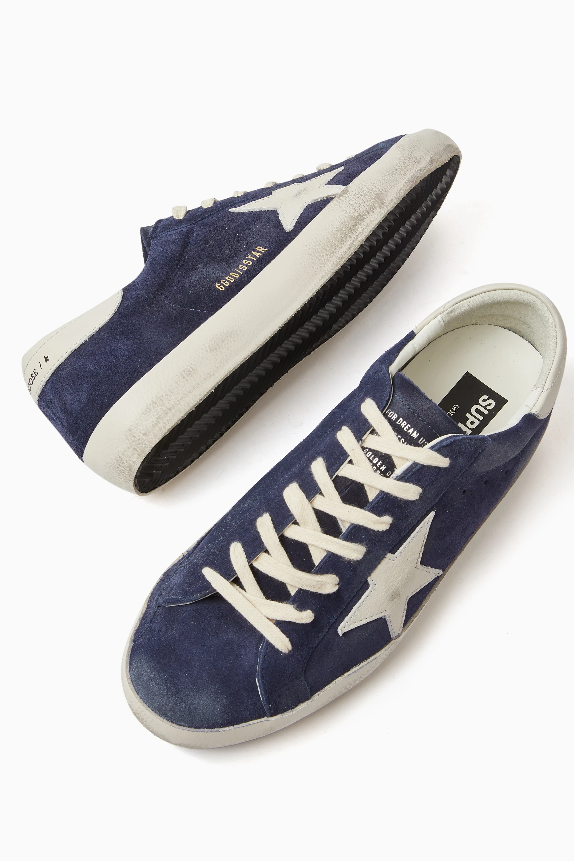 Golden goose navy 2024 suede superstar sneakers