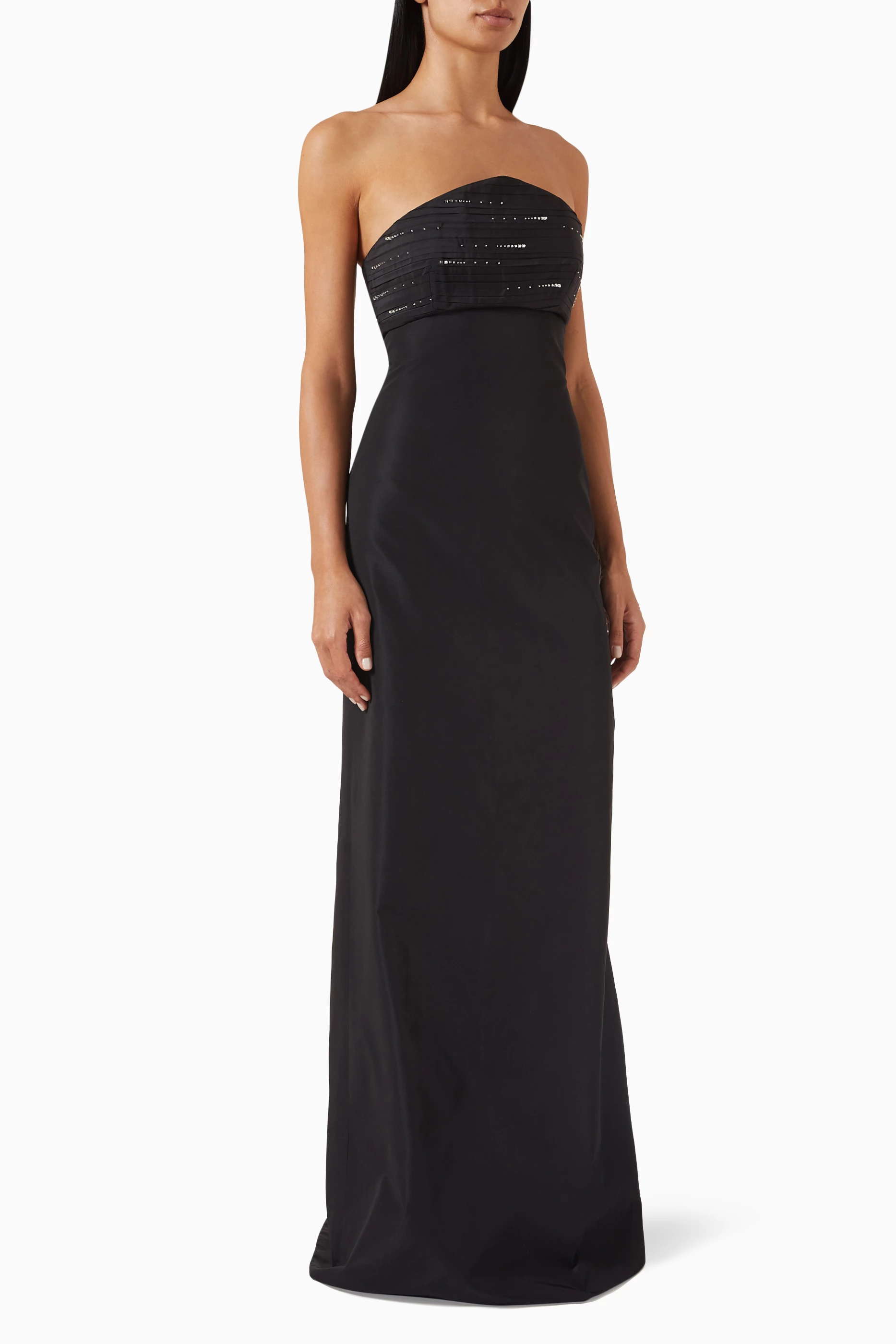 Buy Museum of Fine Clothing Black Strapless A line Dress in Cr pe