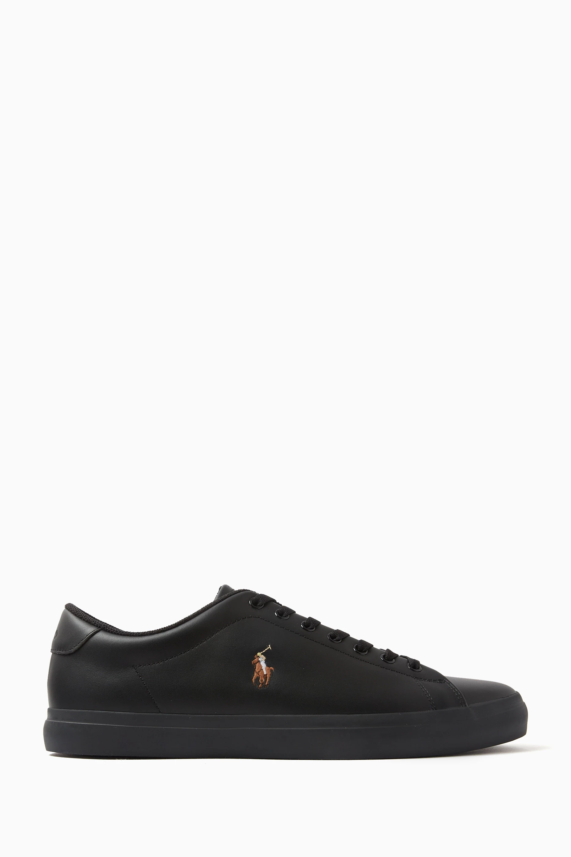 Buy Polo Ralph Lauren Black Longwood Sneakers in Leather for