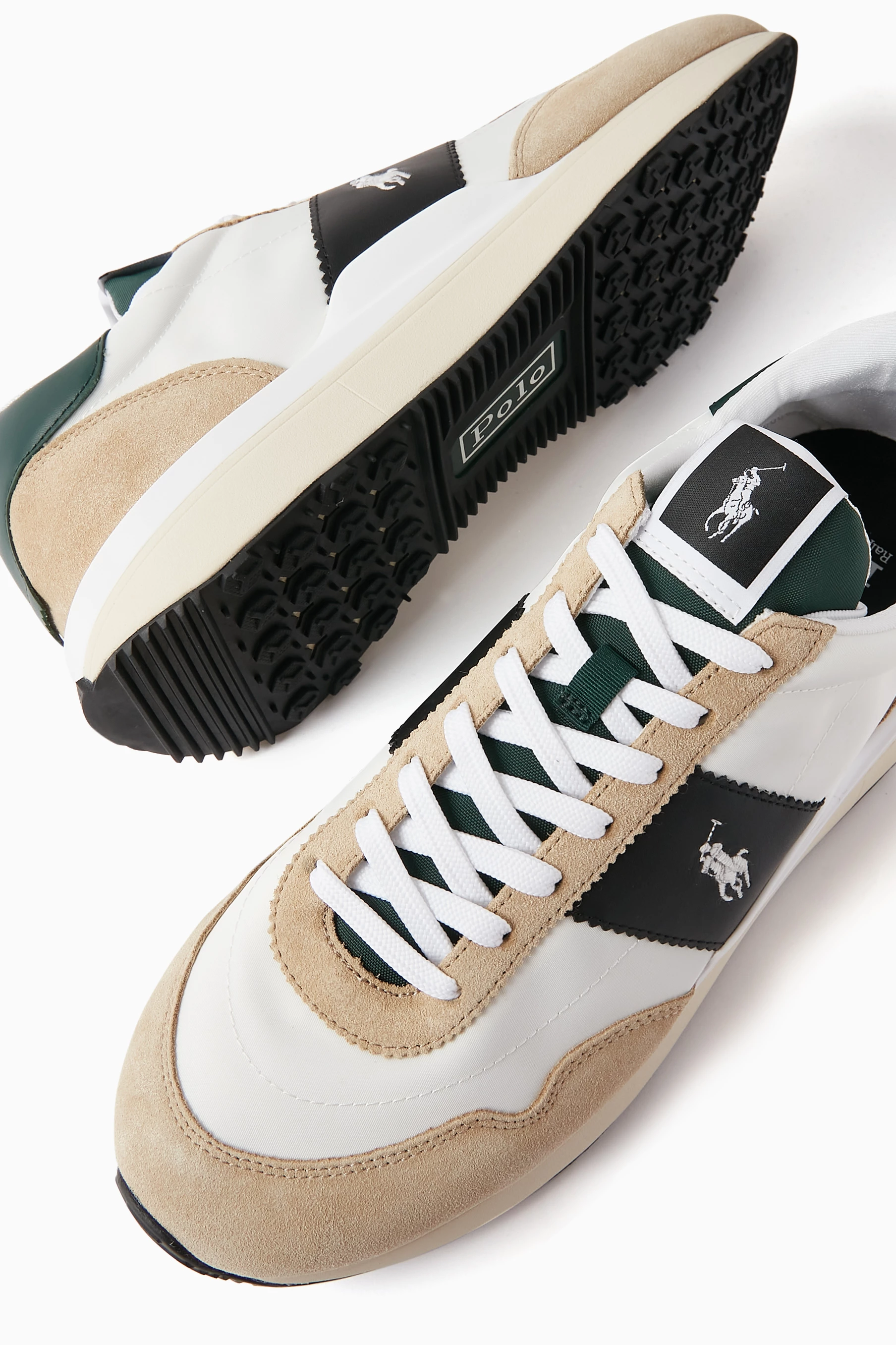 Buy Polo Ralph Lauren Neutral Train 89 Sneakers in Mixed Fabric
