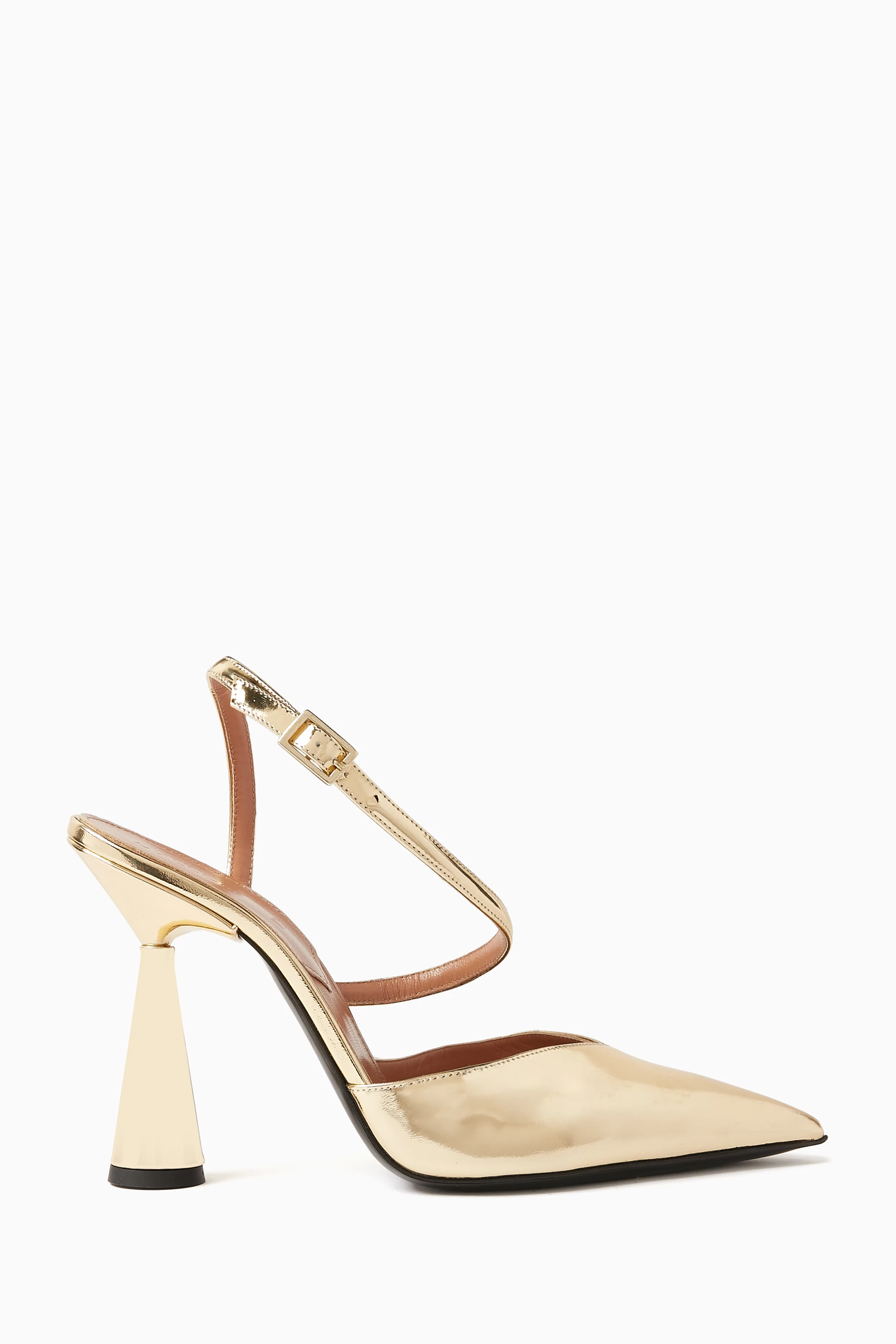 Buy D Accori Gold Arya 100 Slingback Pumps in Metallic Leather for