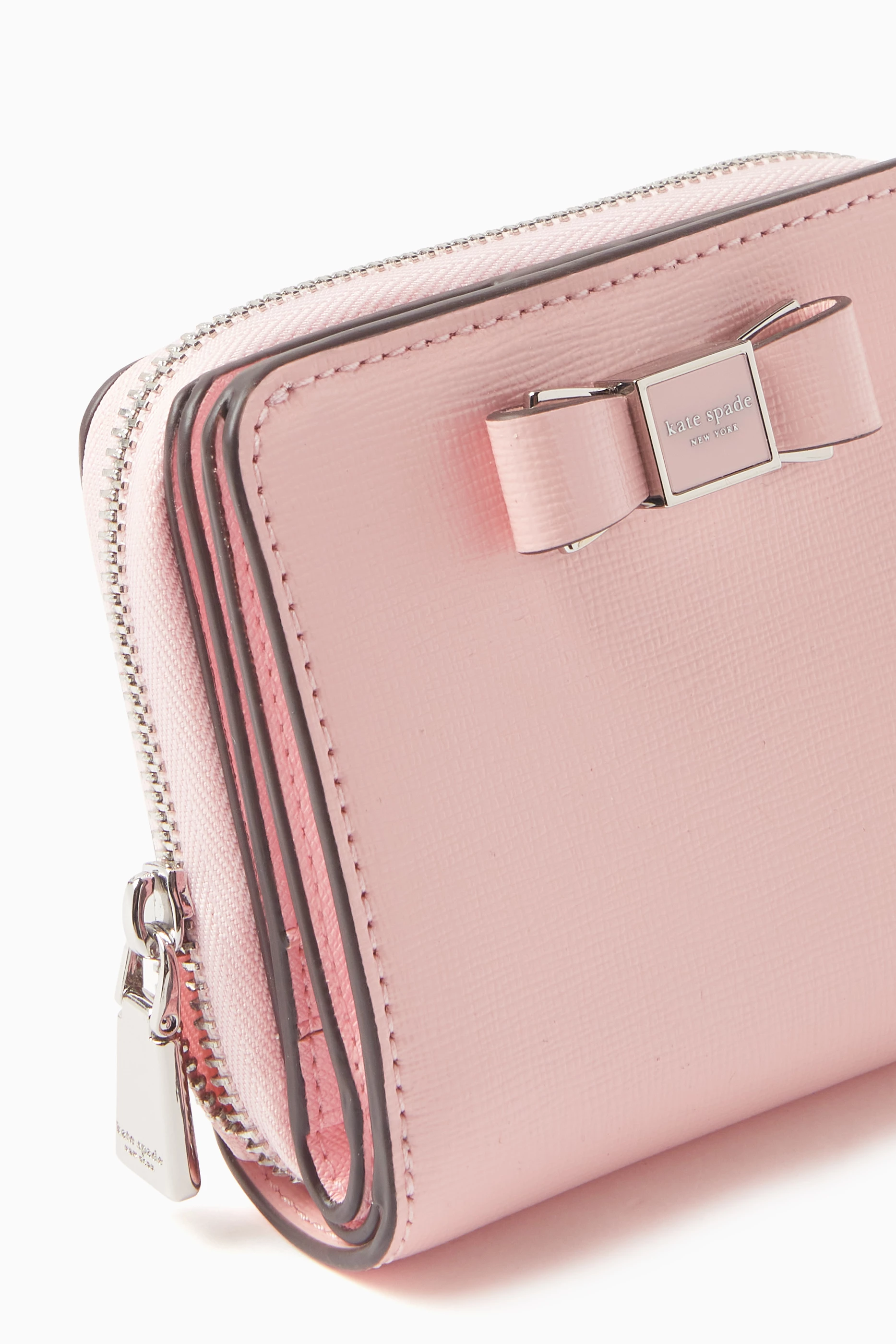 Buy Kate Spade New York Pink Small Morgan Bow Wallet in Saffiano Leather for Women in UAE Ounass