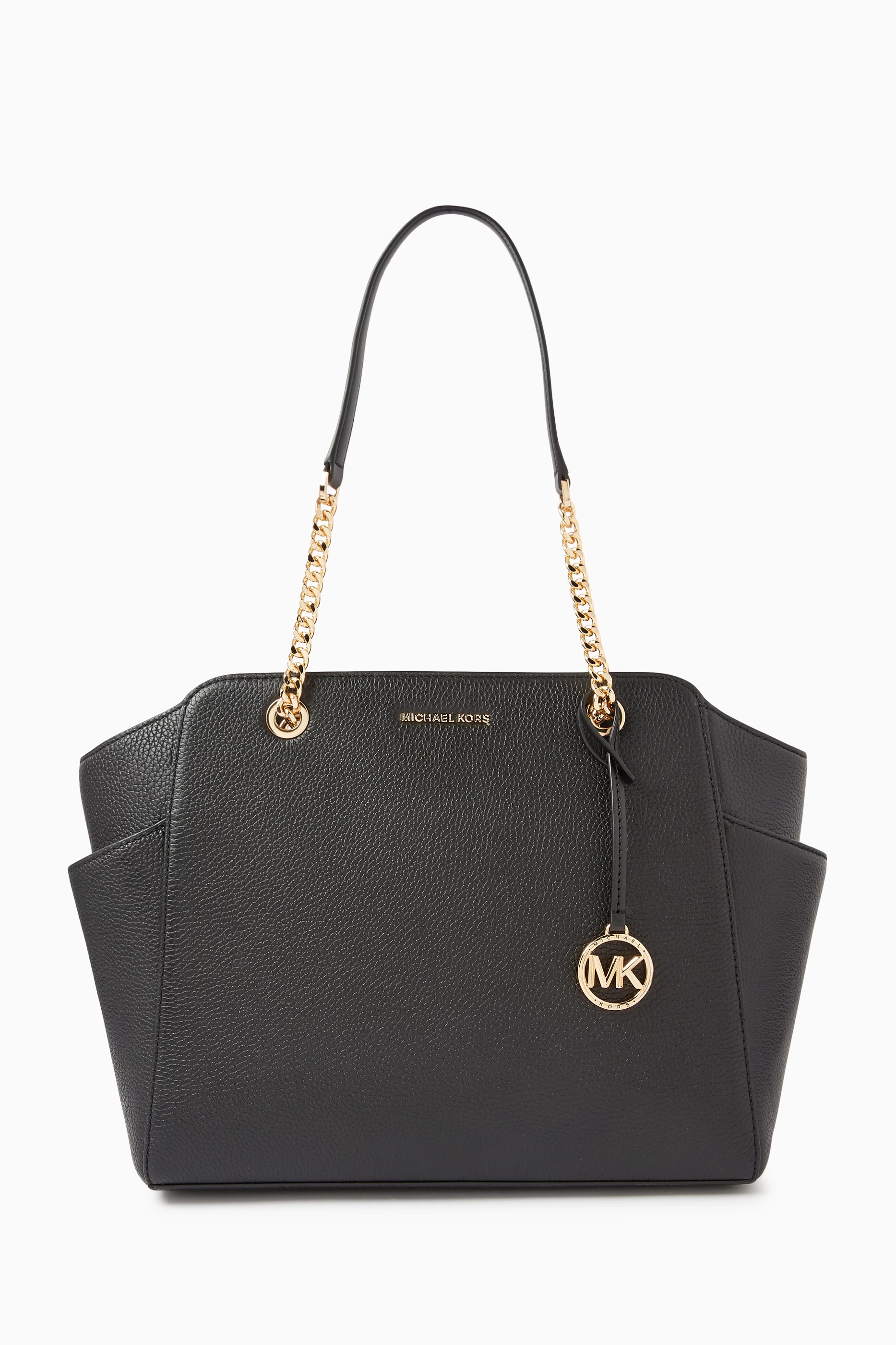 Buy Michael Kors Black Medium Jacquelyn Tote Bag in Pebbled