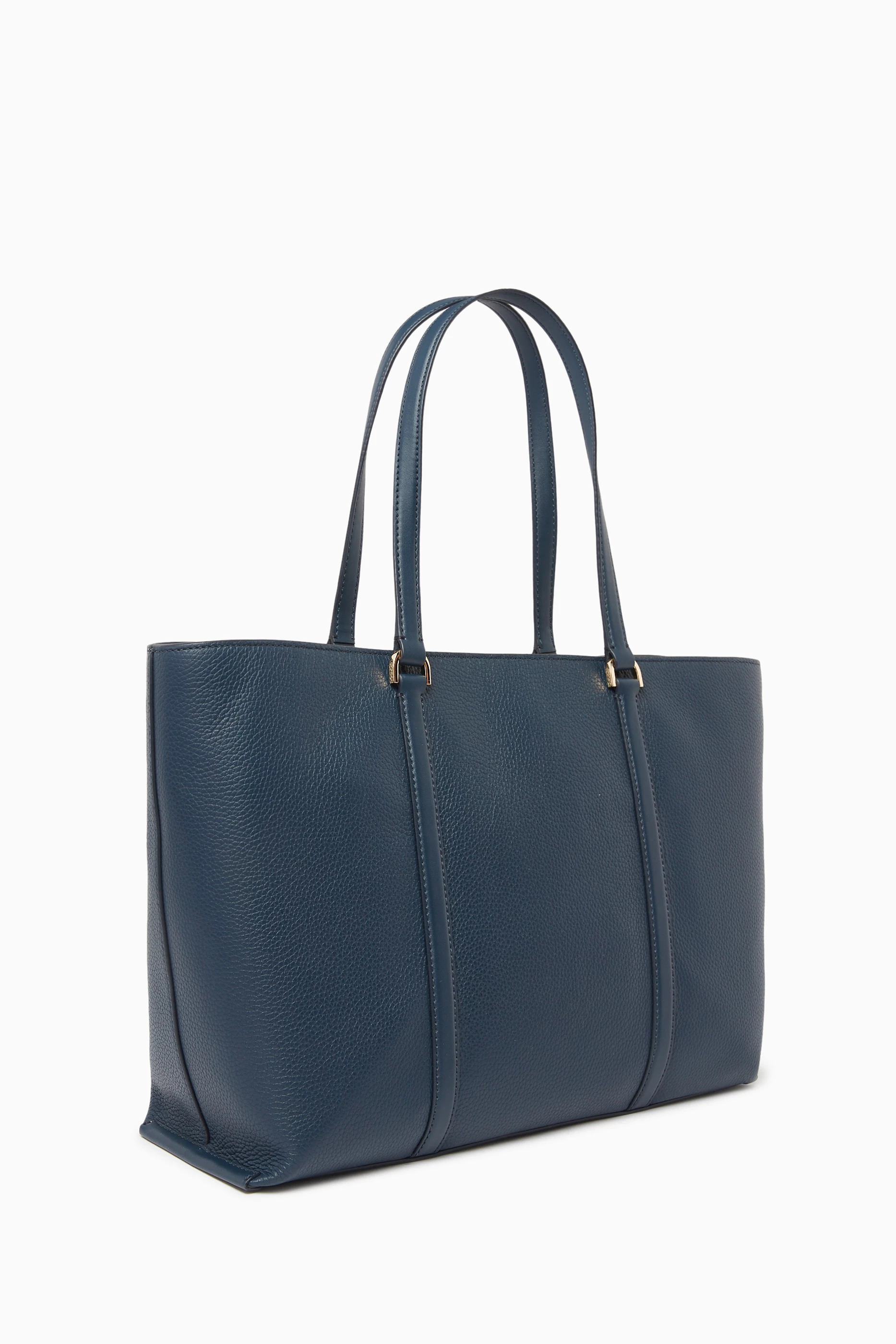 Buy Michael Kors Blue Large Temple Tote Bag in Leather for Women