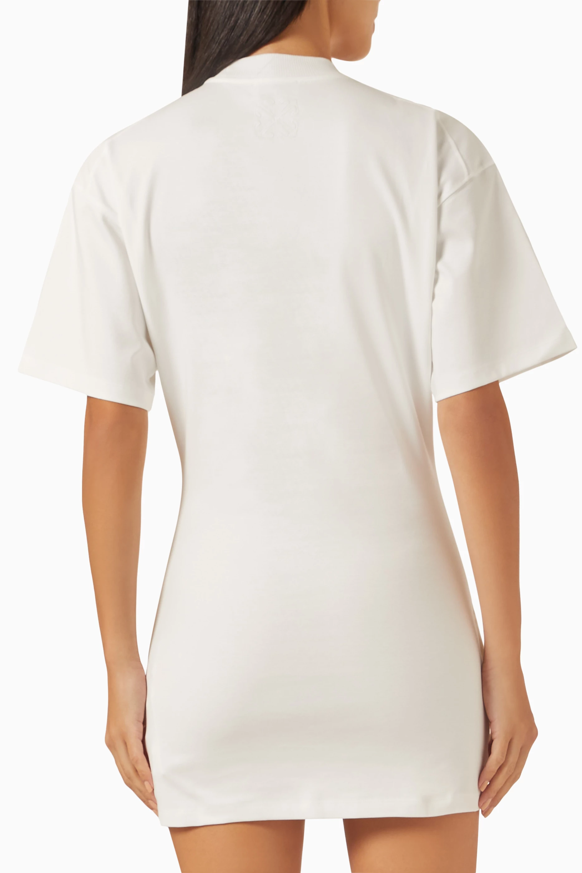 Buy Off White White Arrow Twisted T shirt Dress in Cotton for