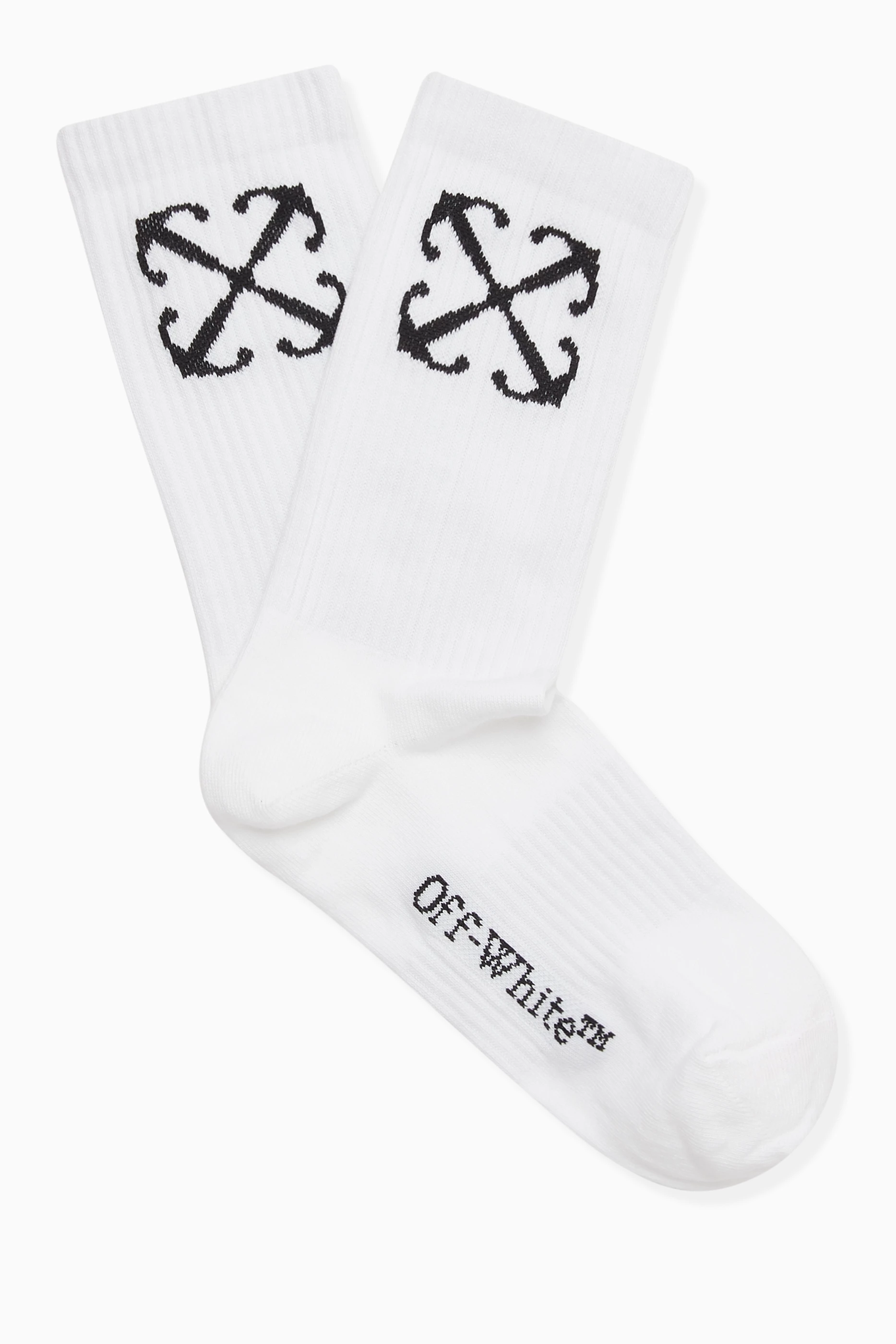 Buy Off White White Arrow Mid calf Socks in Cotton blend for Men