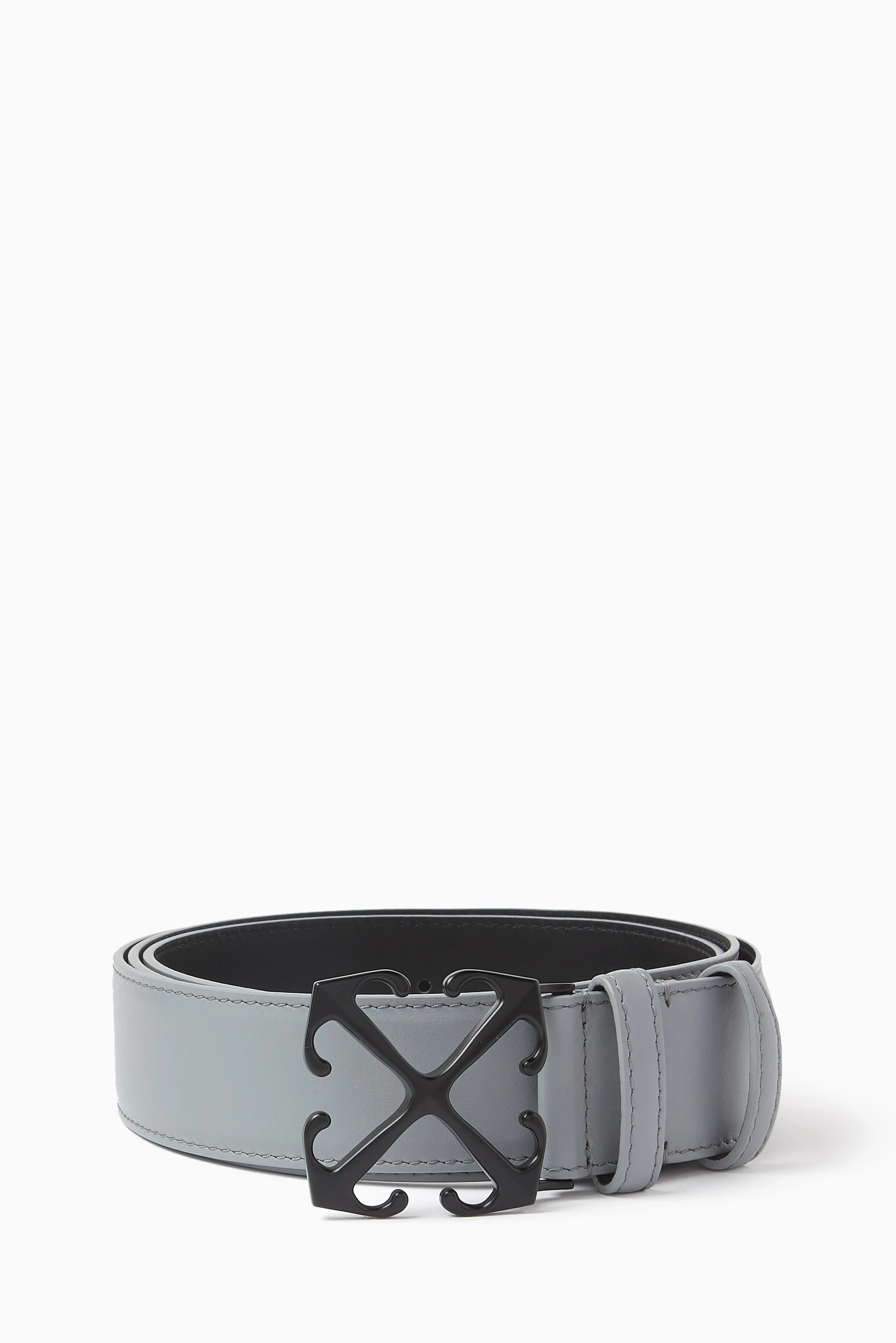 Buy Off White Grey Arrow Belt in Leather for Men in UAE Ounass