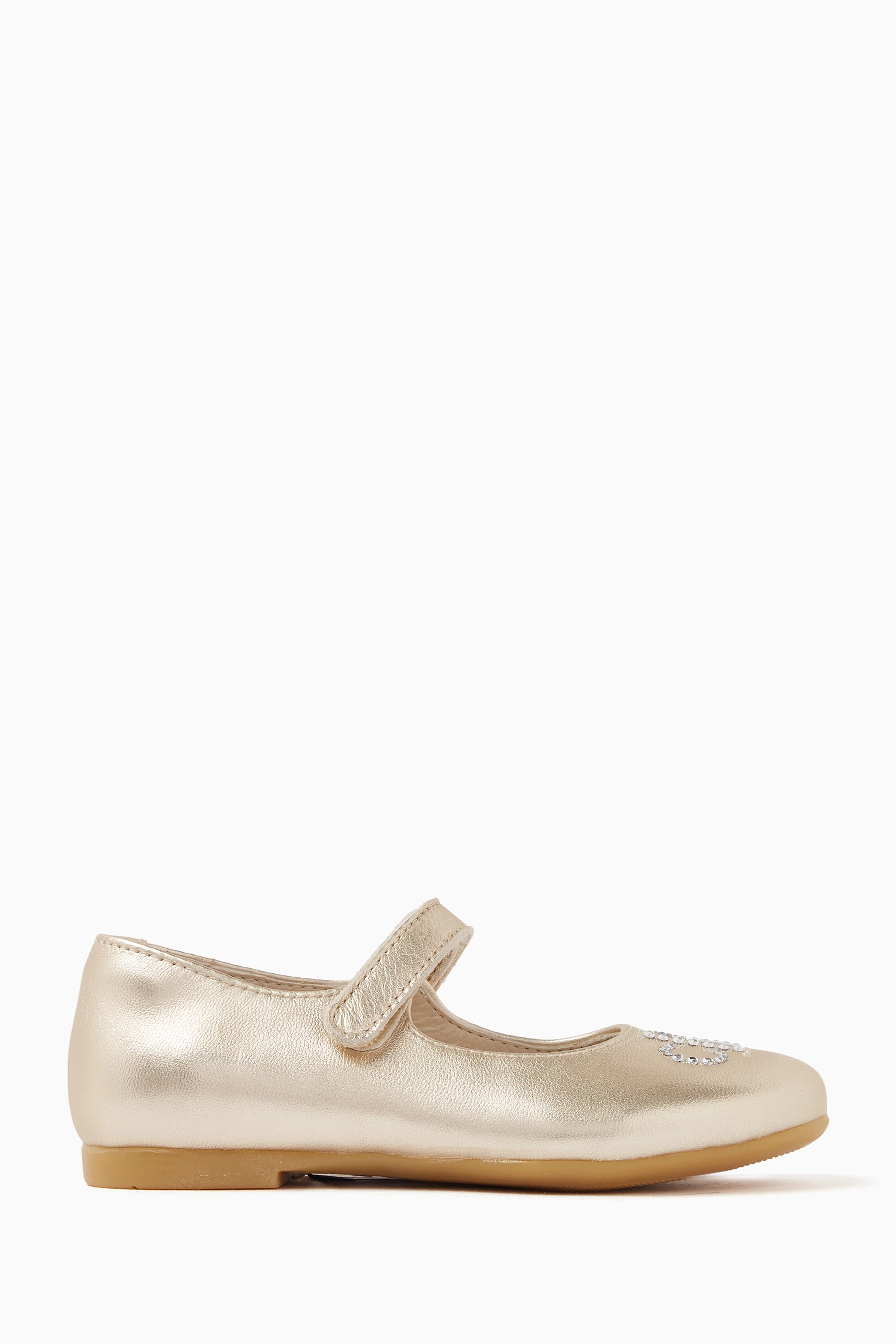 Buy Calvin Klein Gold Logo Ballet Flats in Metallic leather for