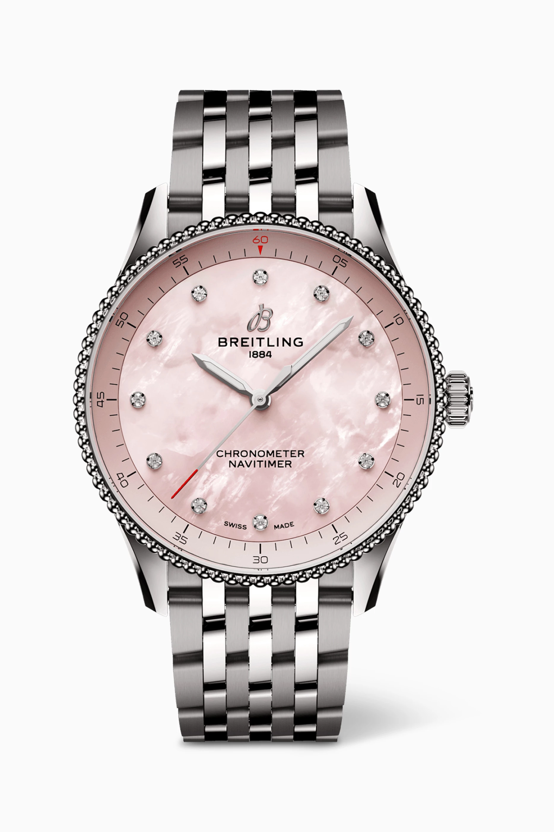Buy Breitling Pink Navitimer SuperQuartz Diamond Watch 32mm for