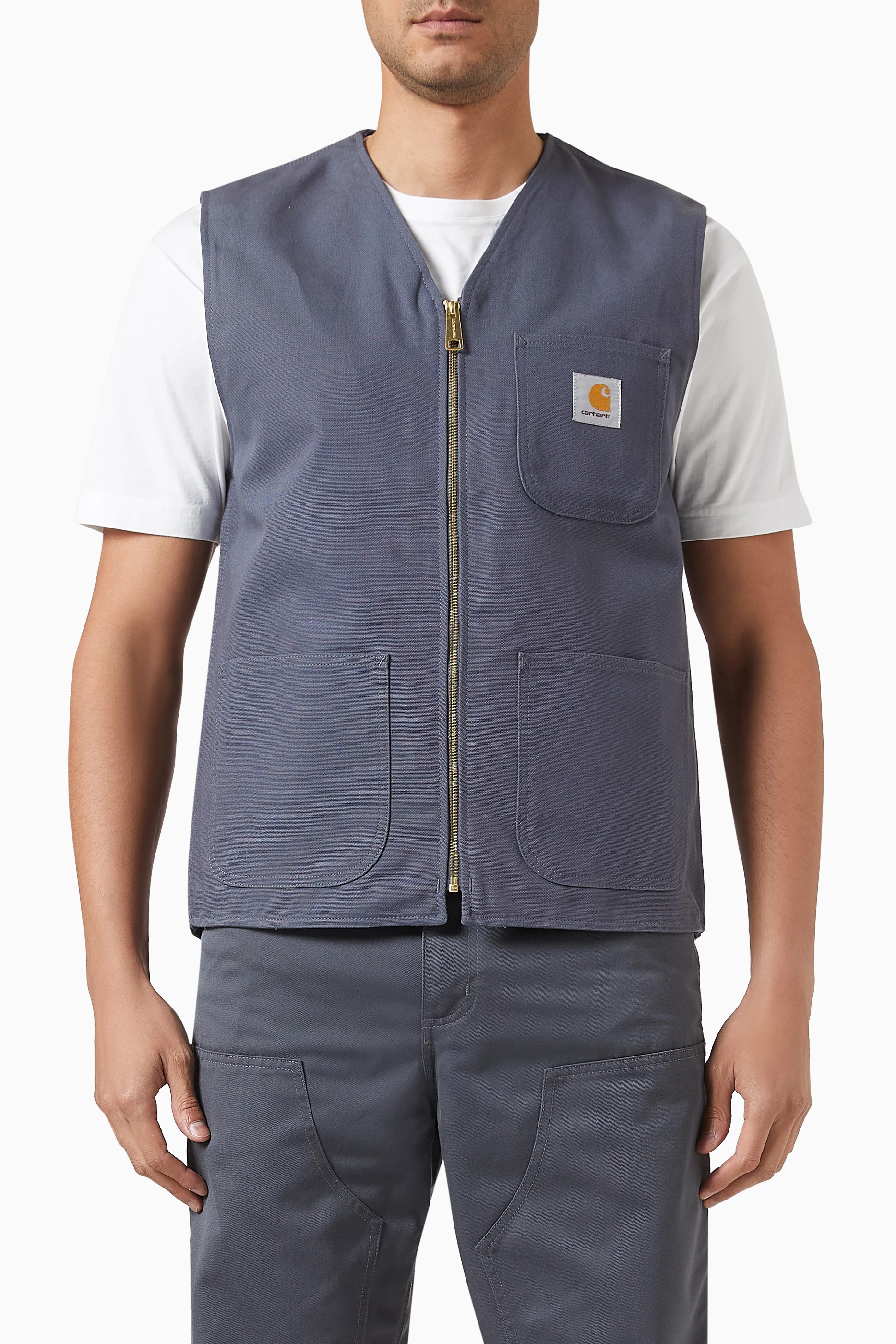 Buy Carhartt WIP Grey Arbor Vest in Organic Cotton canvas for Men