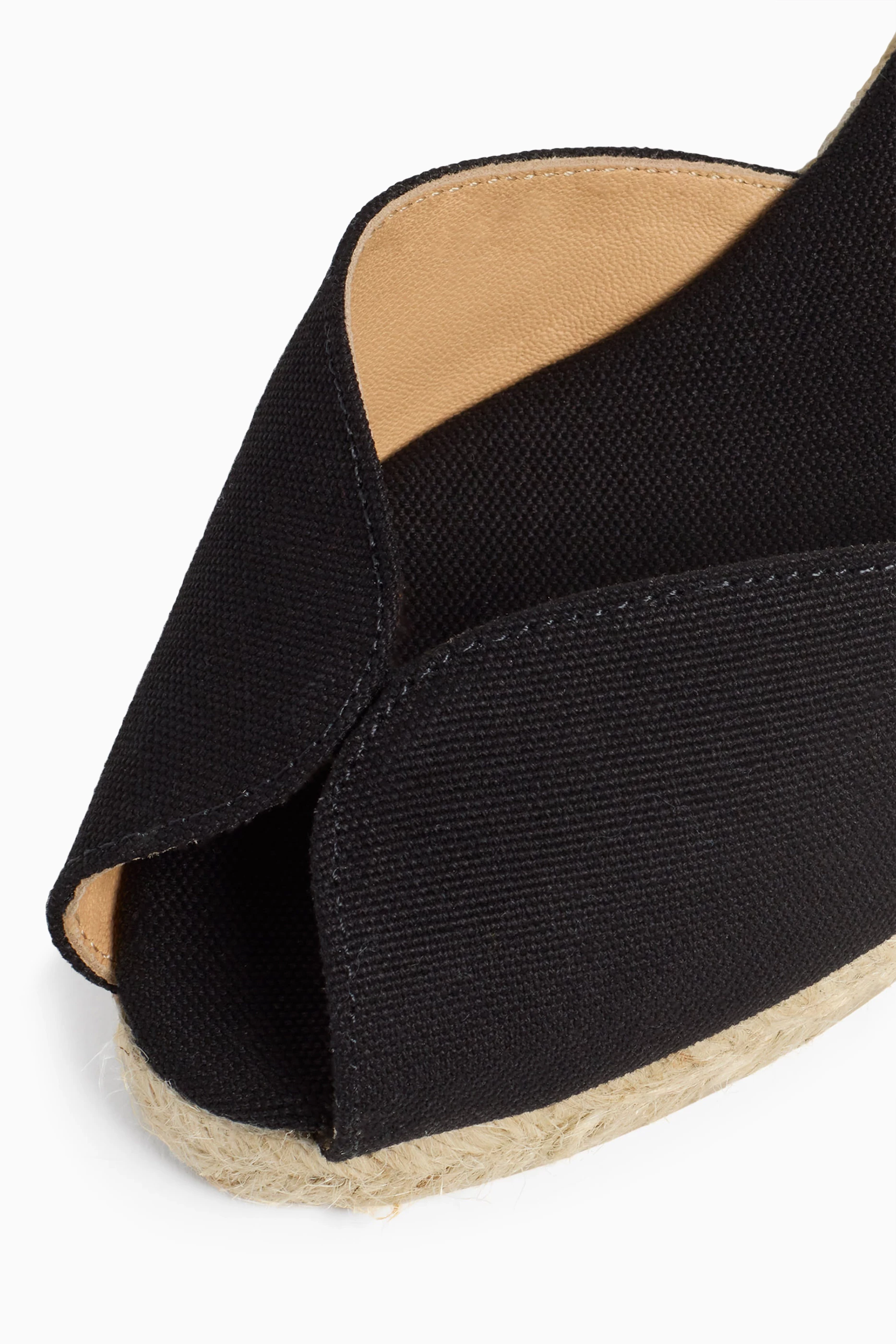 Black suede top espadrille wedges