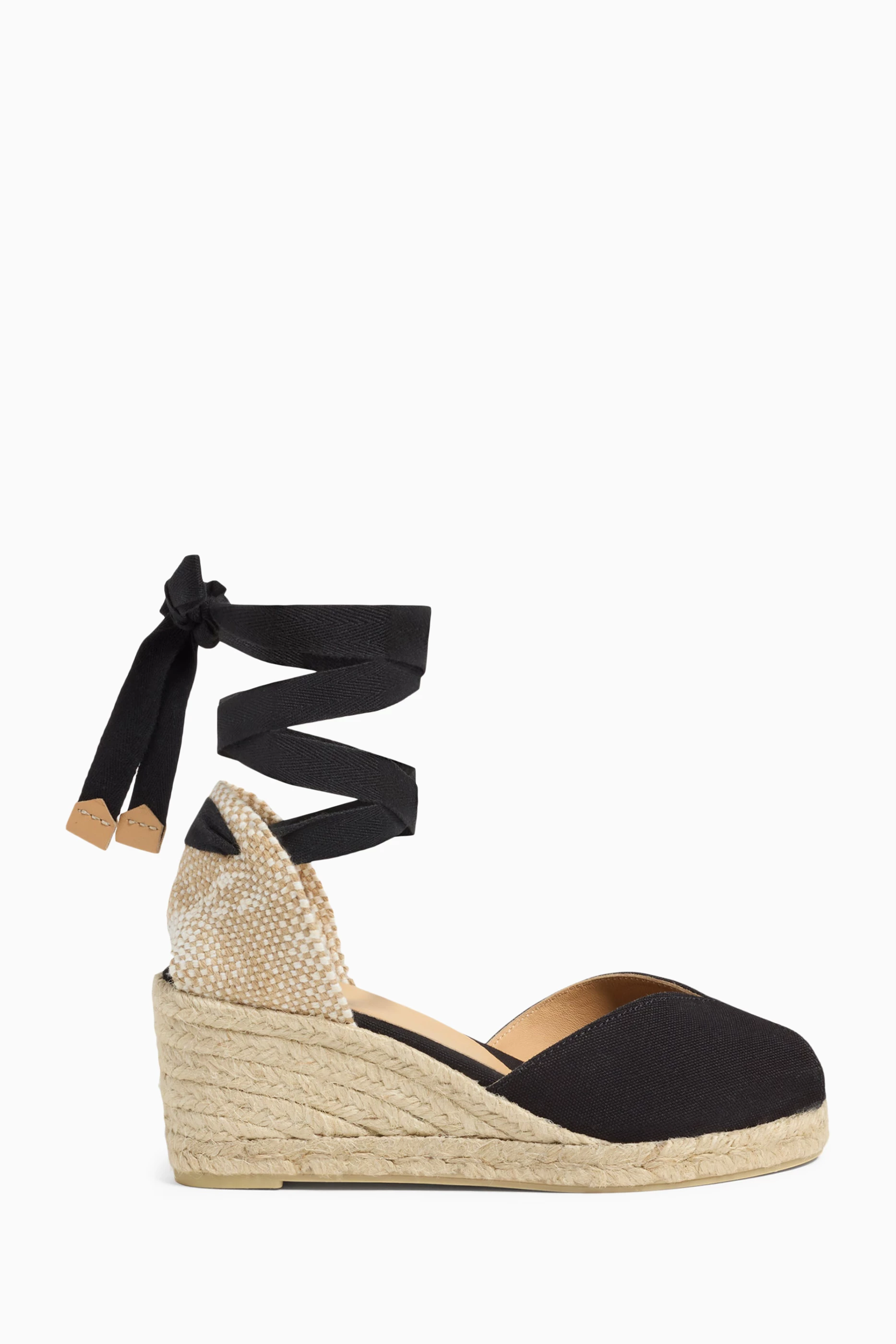 Black open clearance toe espadrille wedges