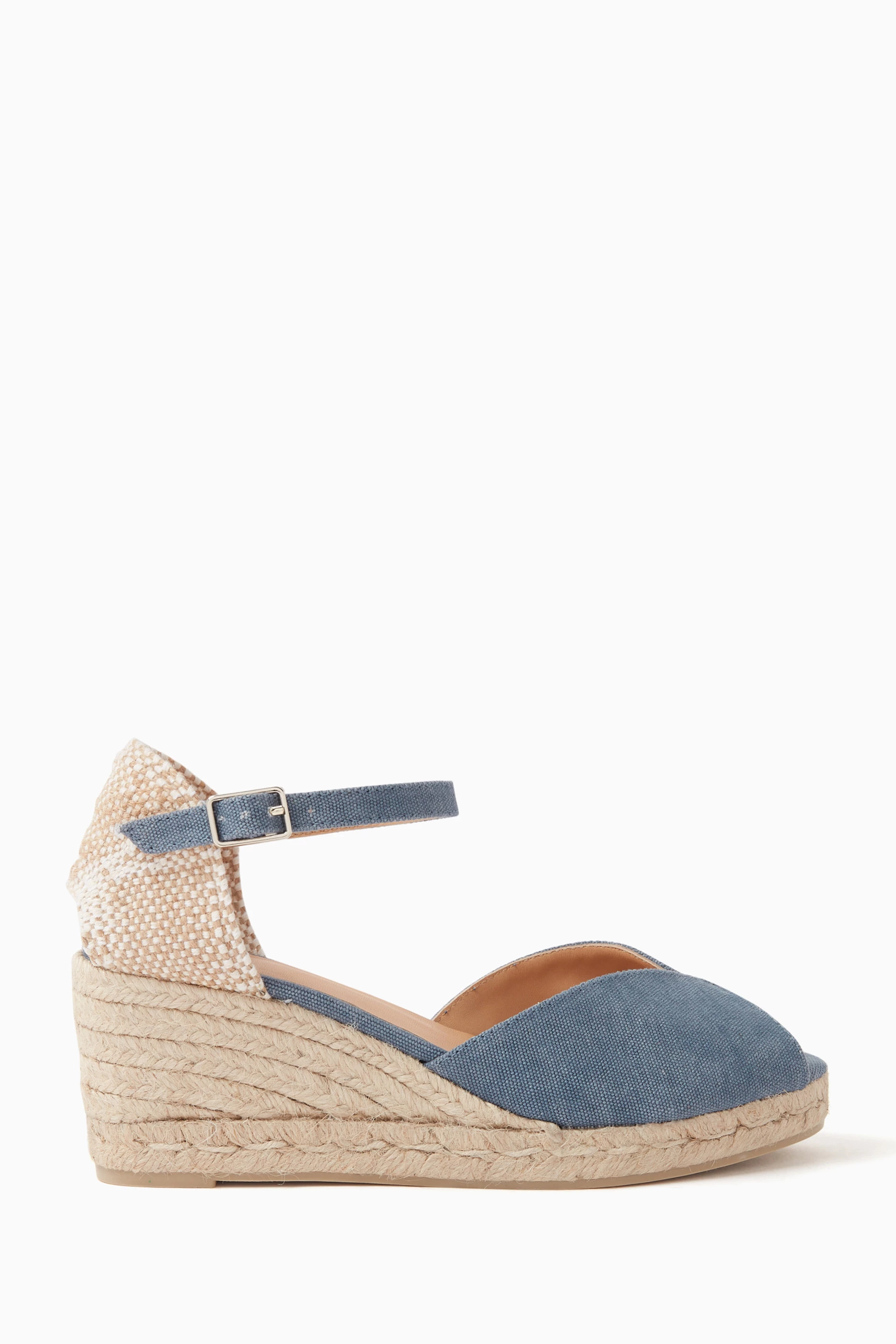 Buy Casta er Blue Bianca 60 Espadrille Wedges in Canvas for Women