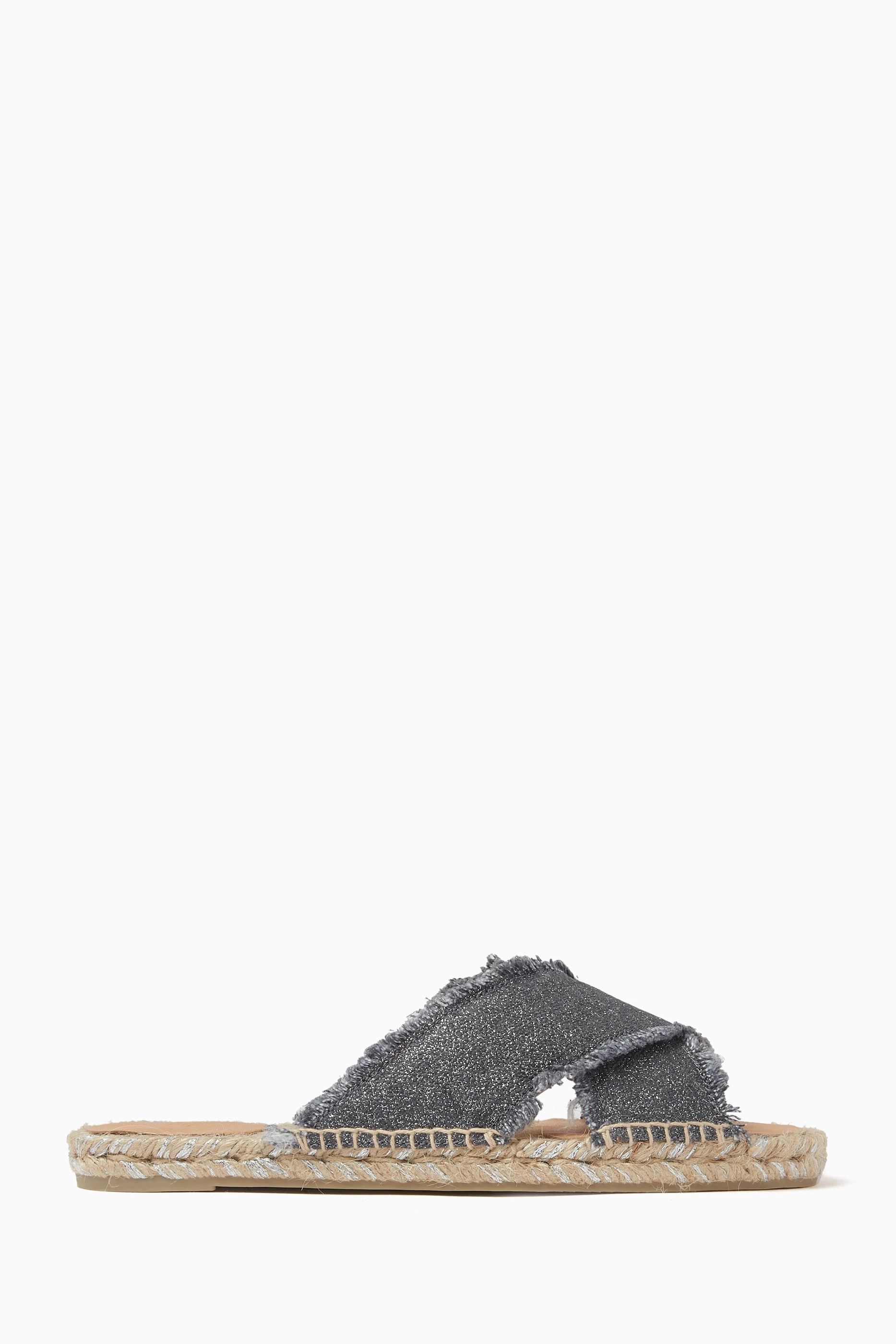Buy Casta er Grey Palmera Espadrille Slides in Canvas for Women in