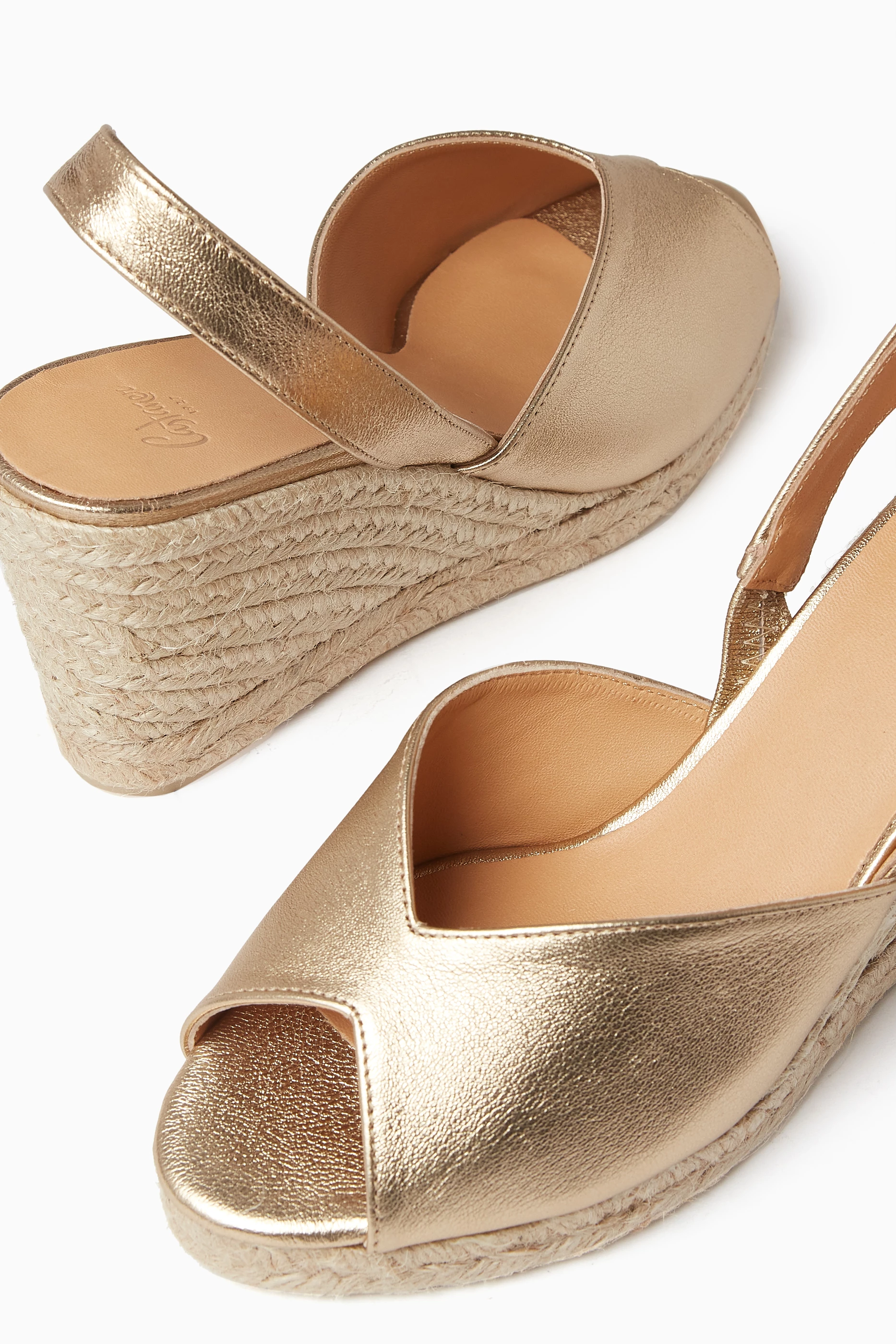 Buy Casta er Gold Brisa 80 Espadrille Wedges in Leather for Women