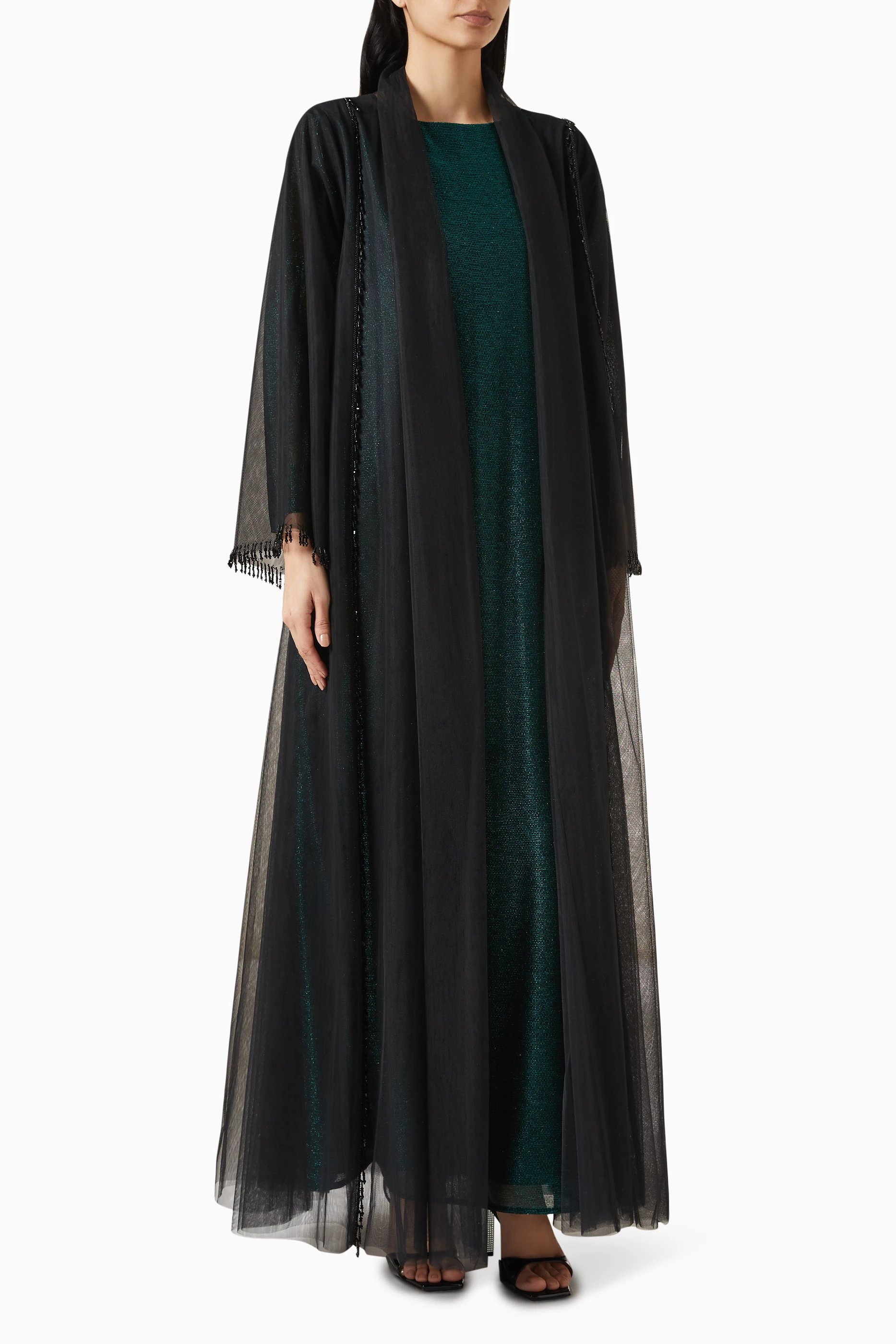 Buy Homa Q Green Embellished Abaya Set for Women in UAE Ounass