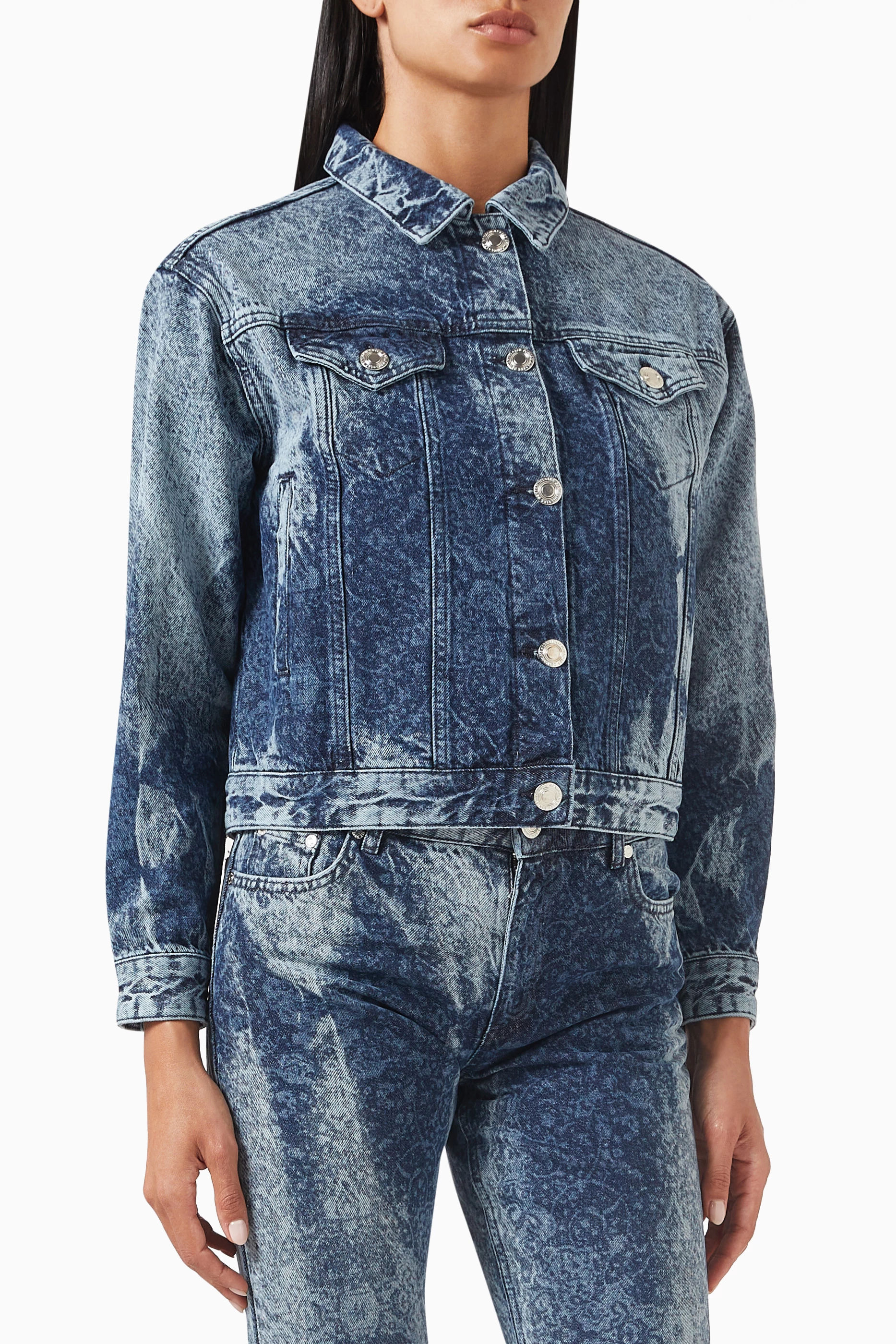 Acid wash denim jacket womens sales