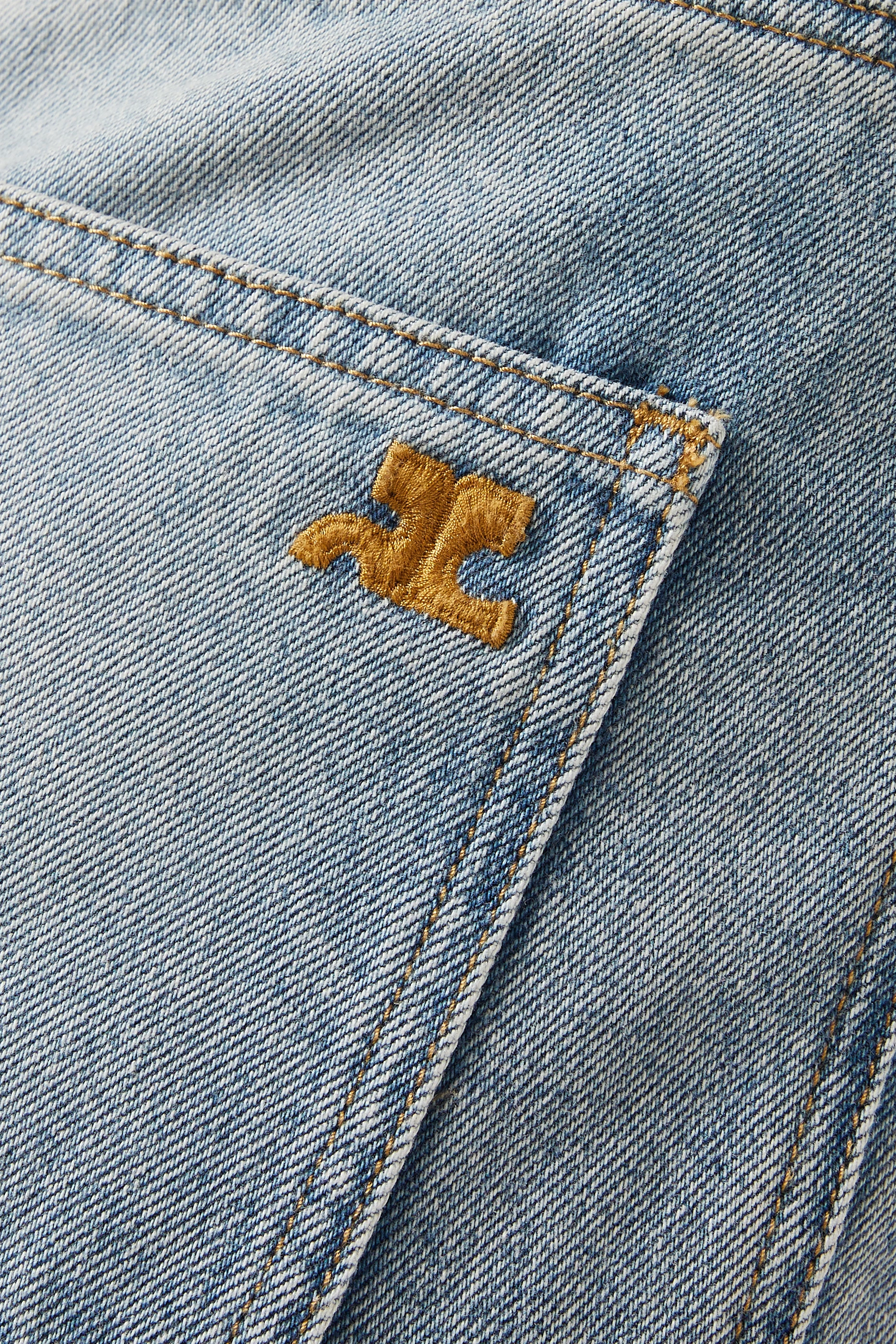Buy Courreges Blue Multiflex Logo embroidered Jeans in Denim for