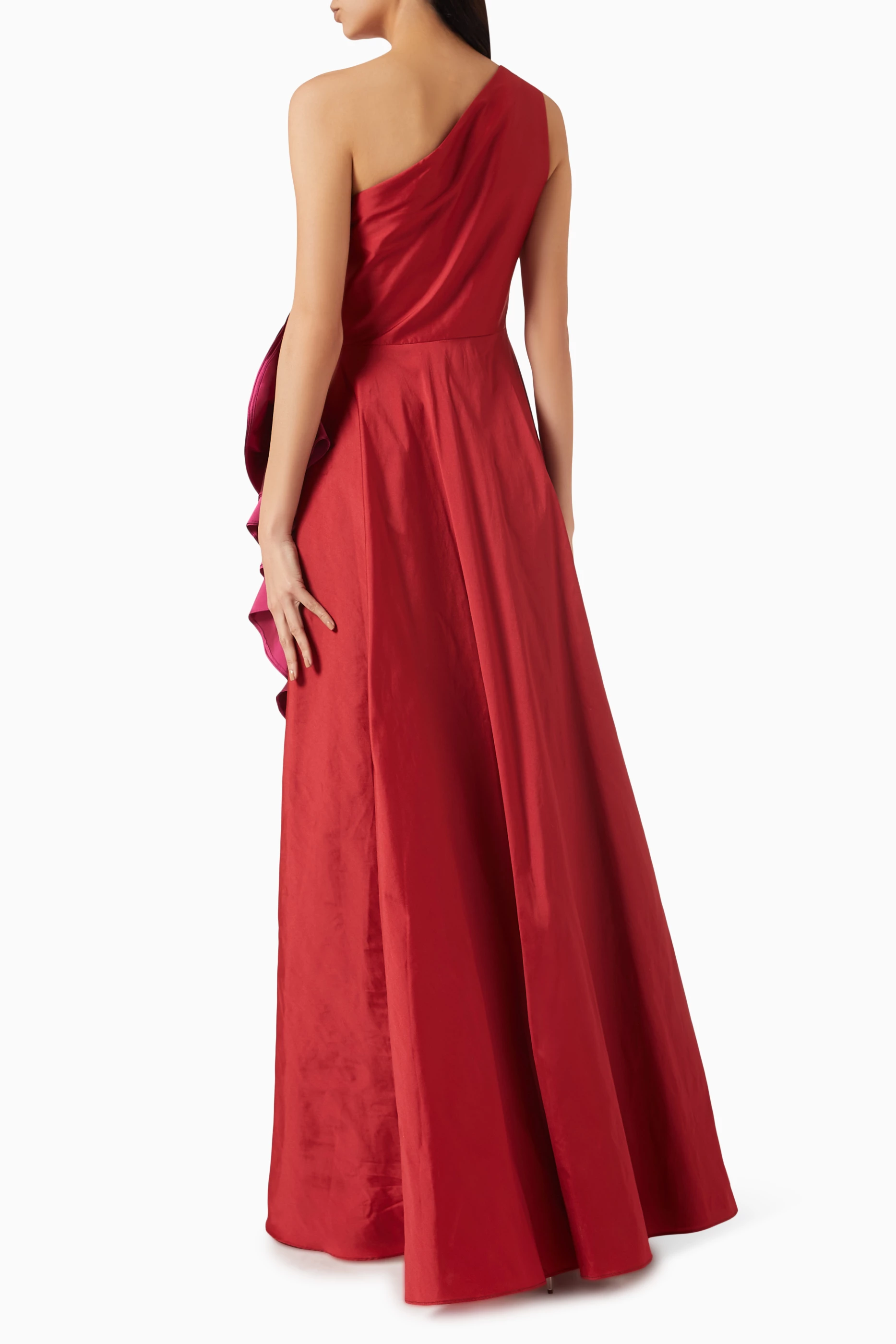 Buy NASS Red 3D Flower One Shoulder Maxi Dress for Women in UAE