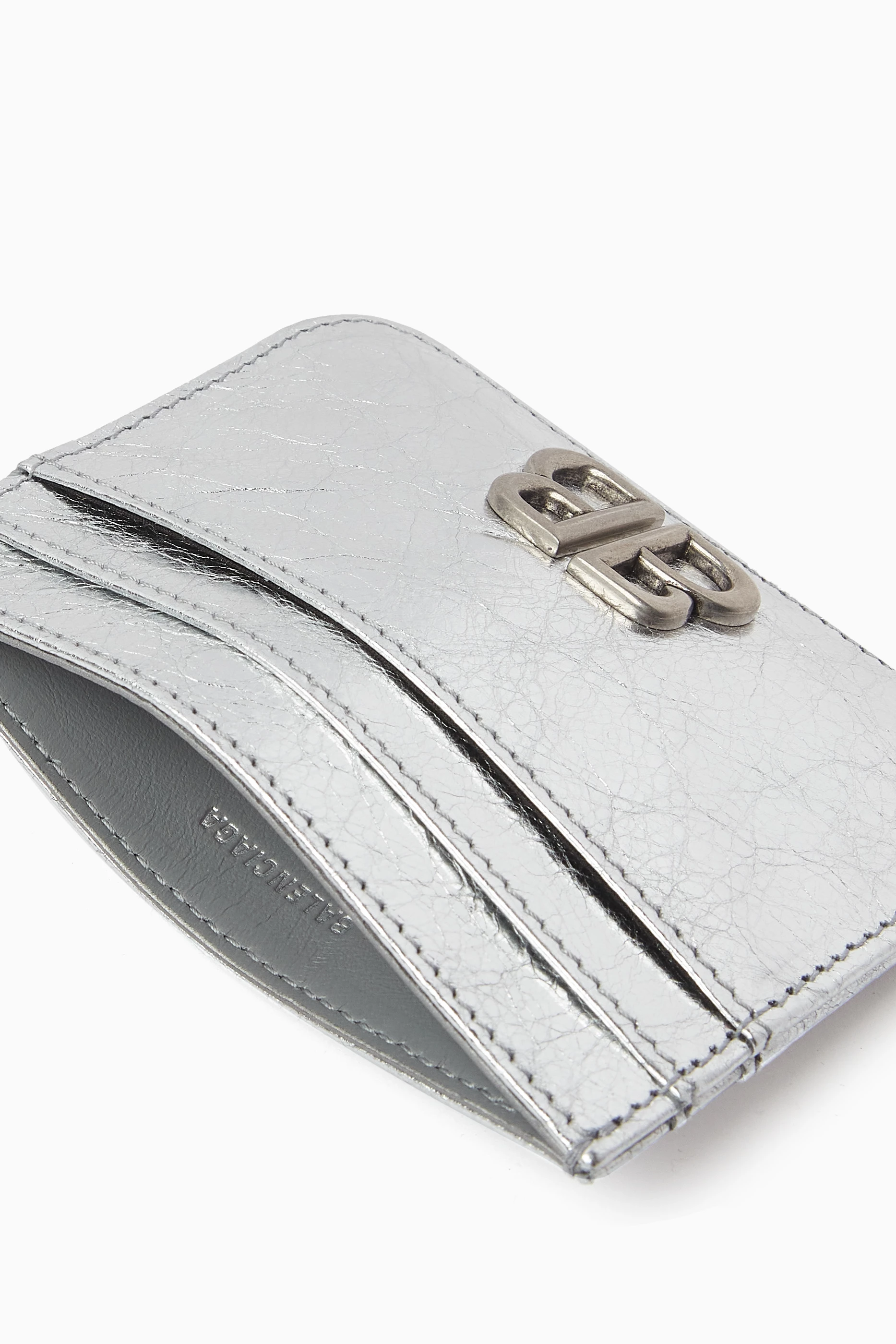 Buy Balenciaga Silver Monaco Card Holder in Metallic Arena