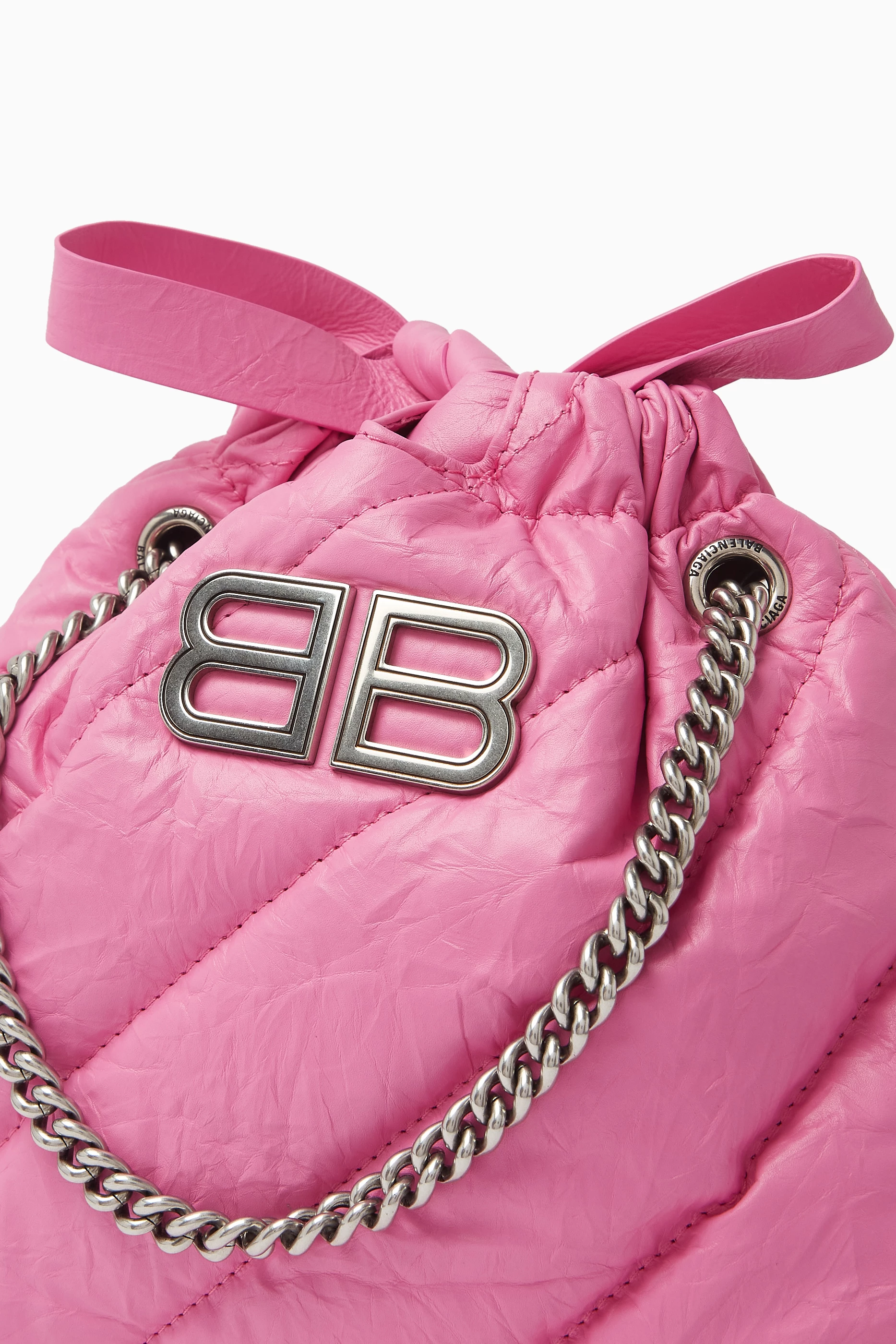 Buy Balenciaga Pink XS Crush Tote Bag in Calfskin Leather for
