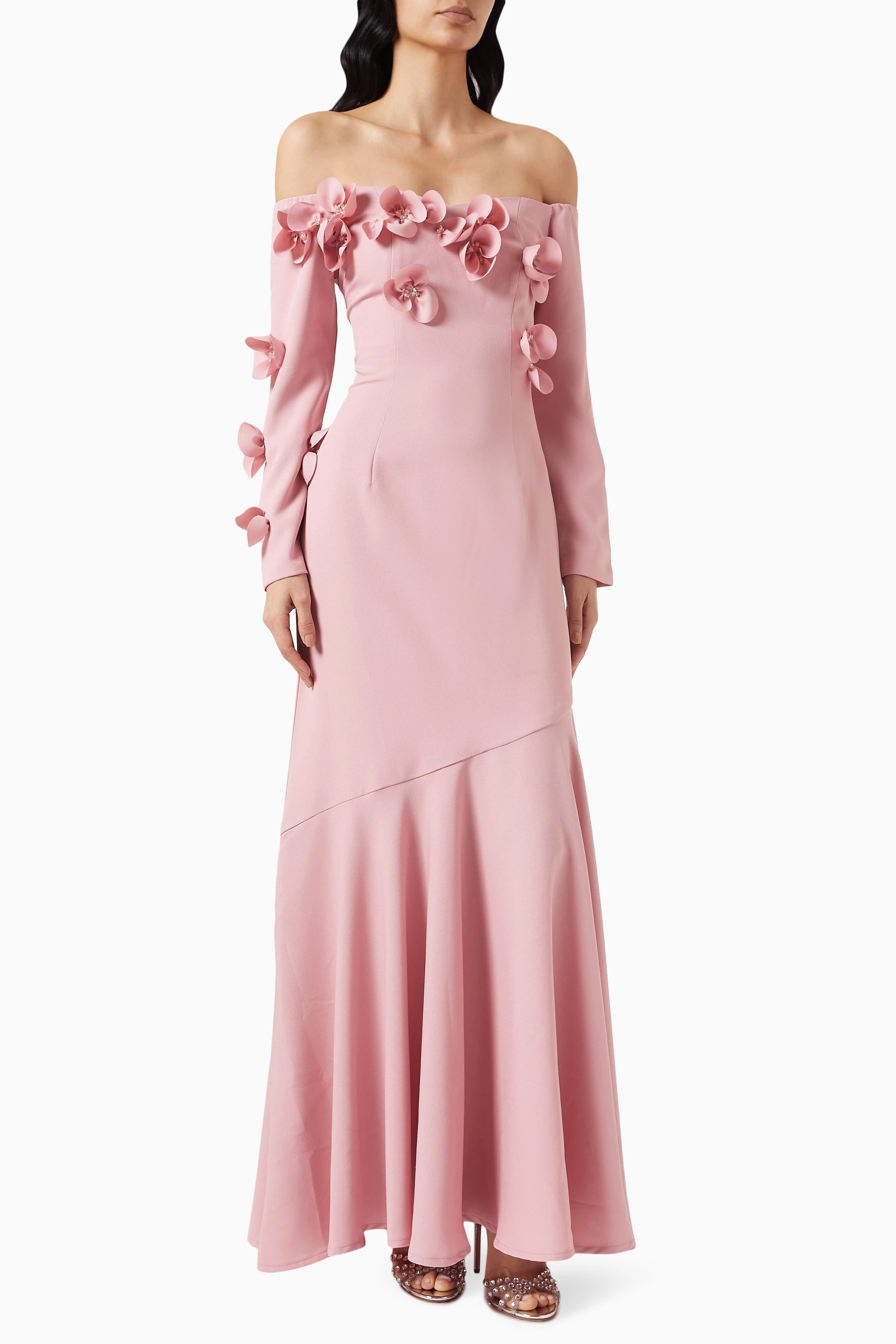 Pink off 2025 the shoulder dress