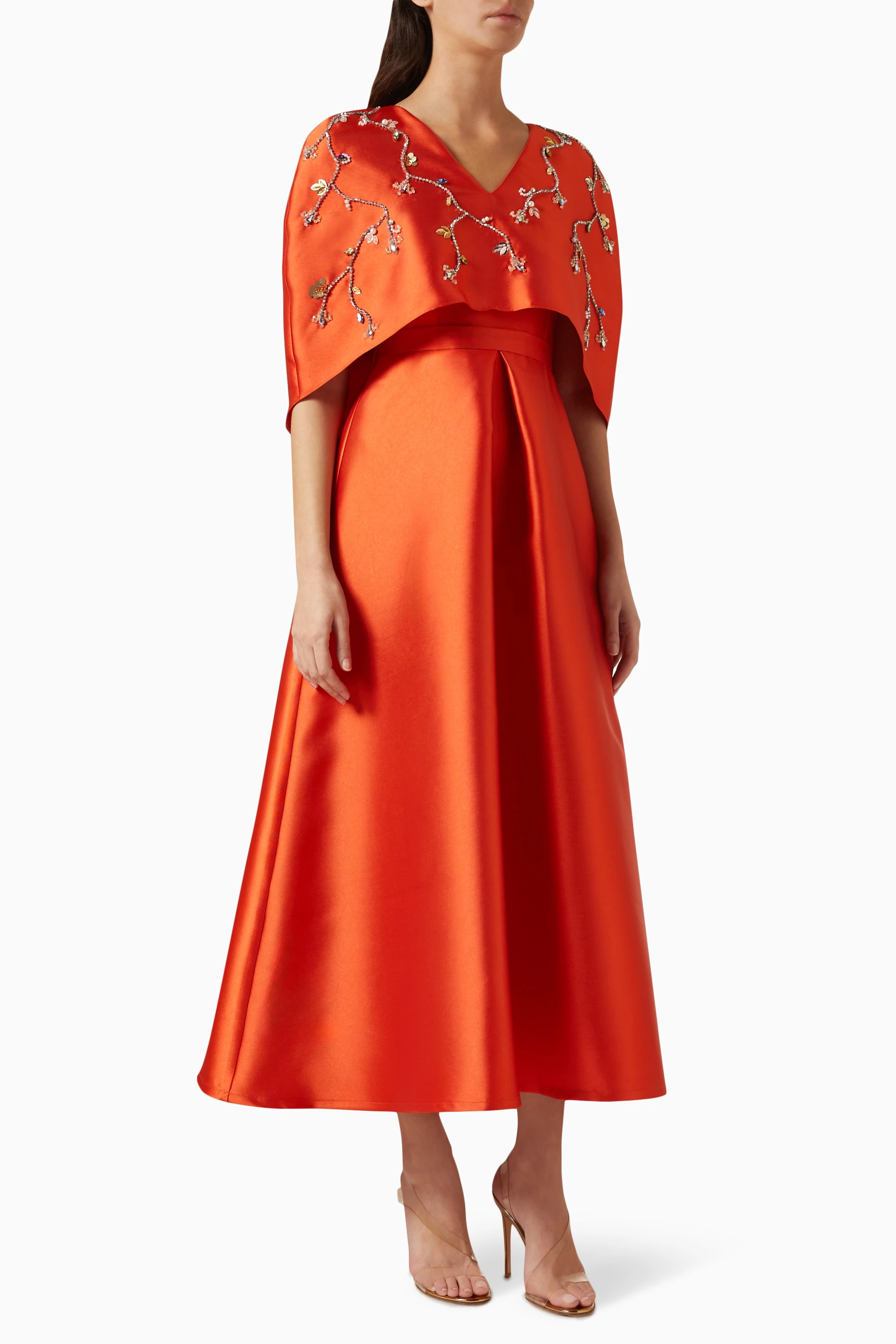 Orange cape dress sales