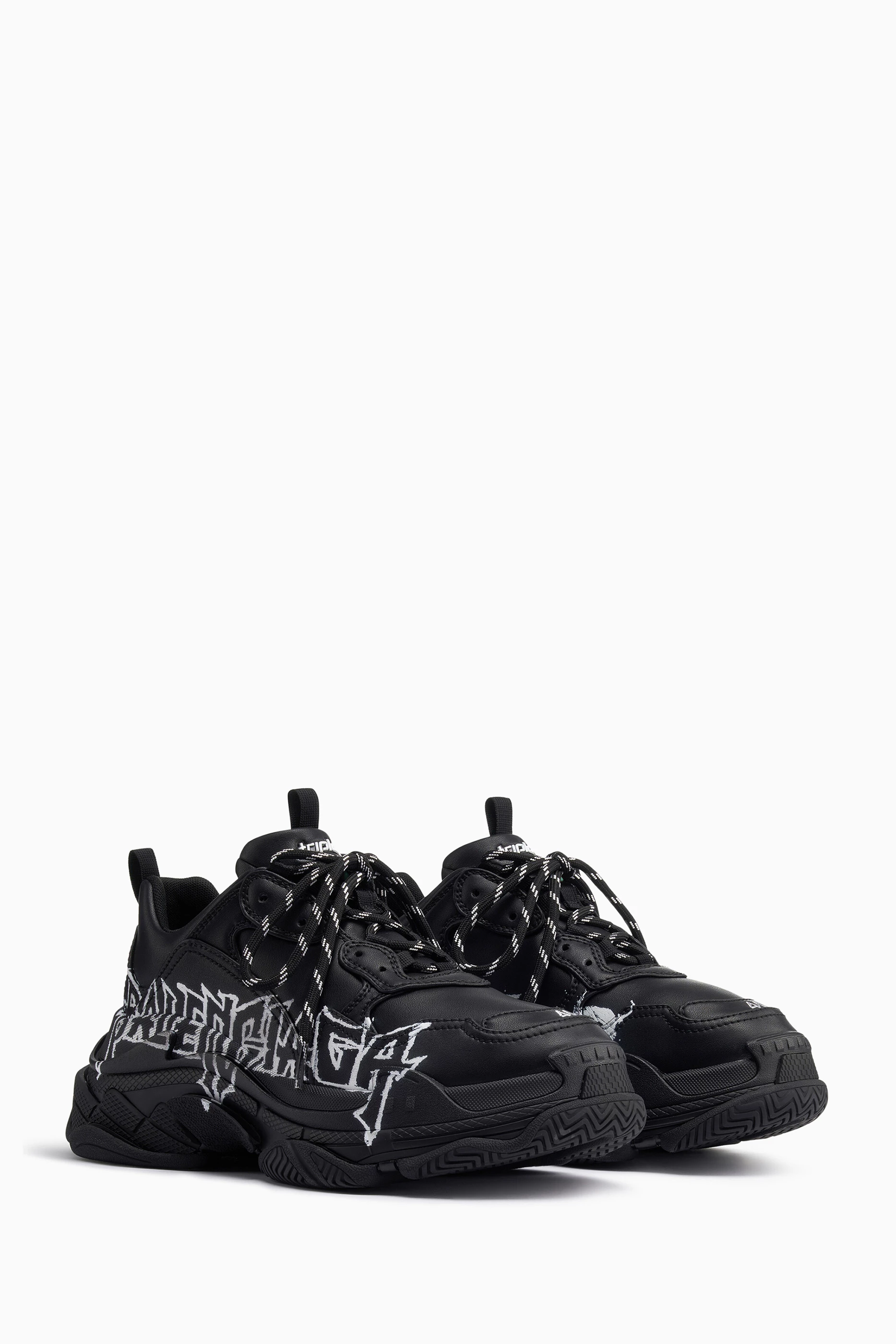 Buy Balenciaga Black Triple S Sneakers in DIY Metal Print Leather for Women in UAE Ounass