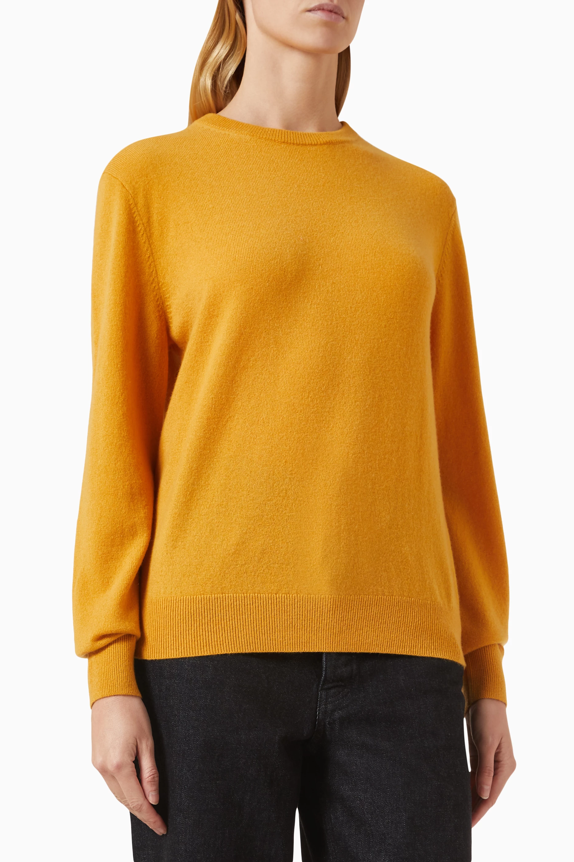 Orange crew neck sweater women's sales