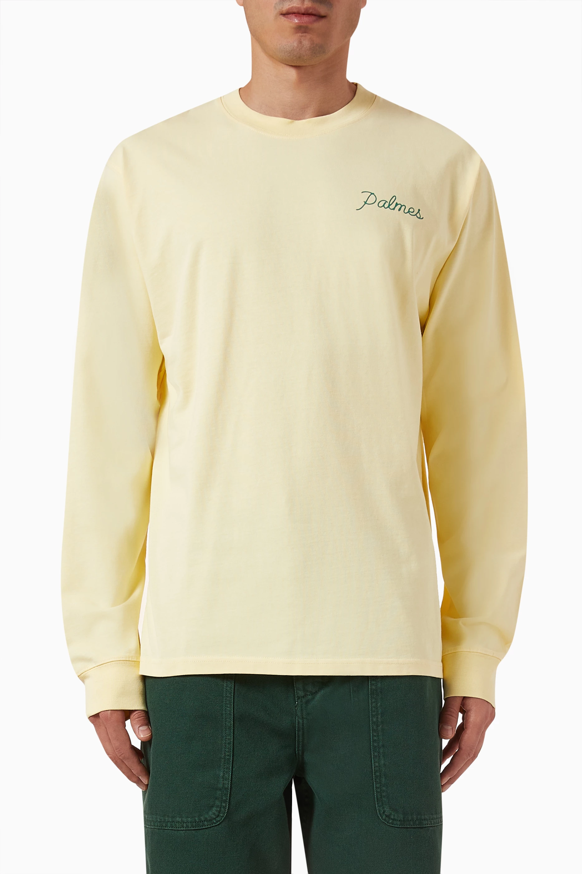 Buy Palmes Yellow Sunset Long sleeved T shirt in Cotton for Men in