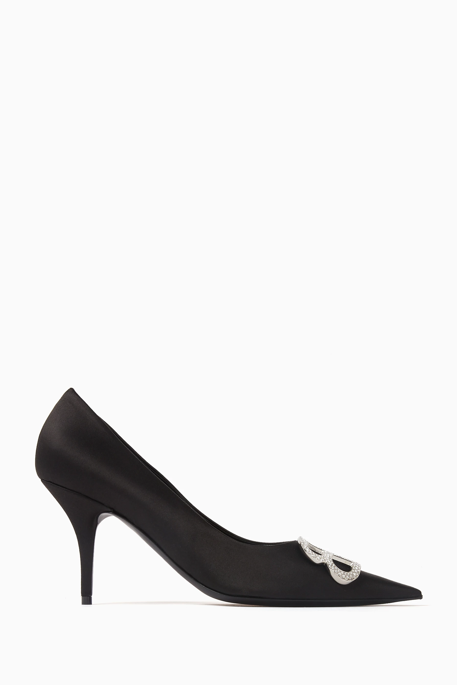 Buy Balenciaga Black BB Knife 80 Embellished Pumps in Satin for