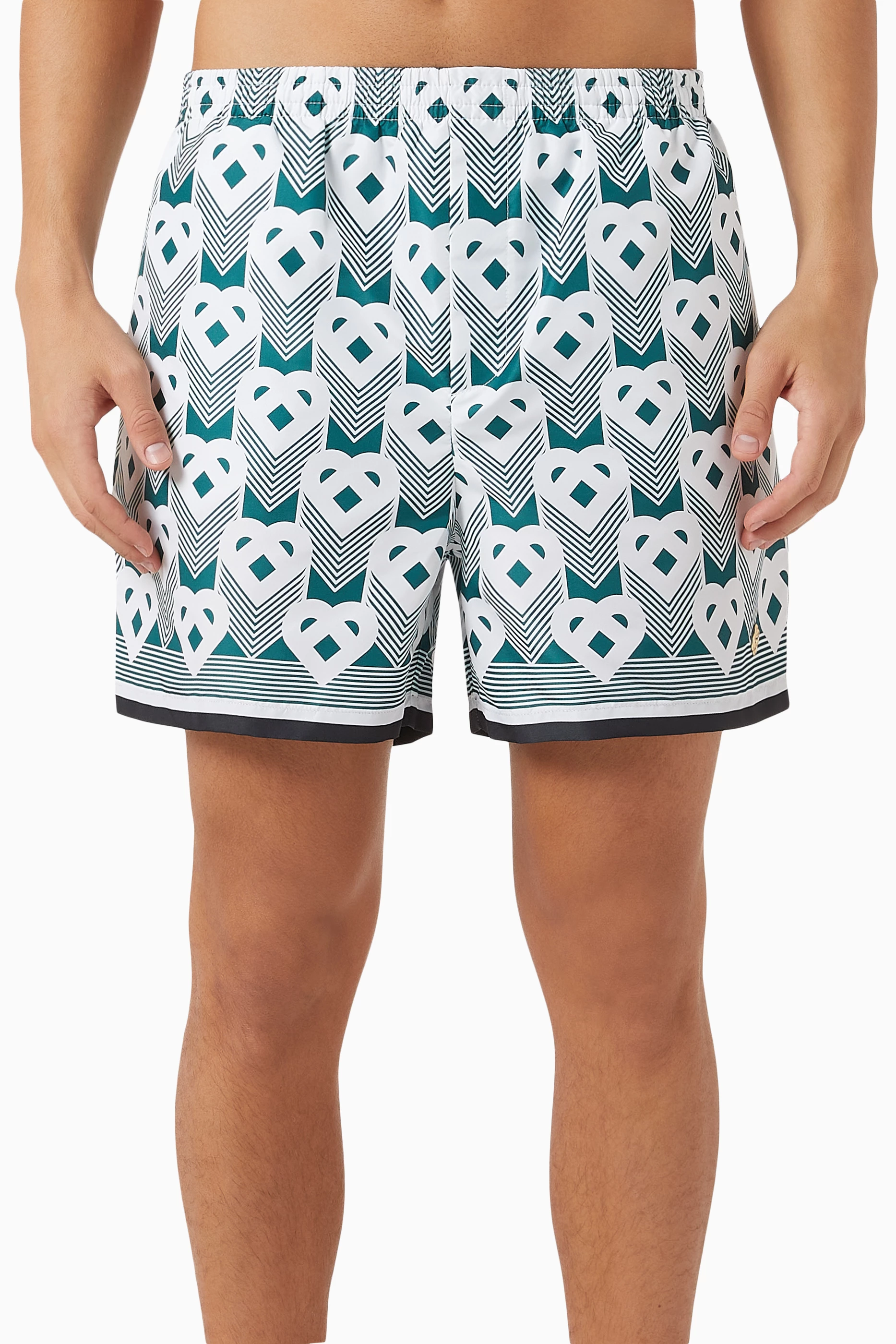 Buy Casablanca Green Heart Monogram Swim Trunks for Men in UAE