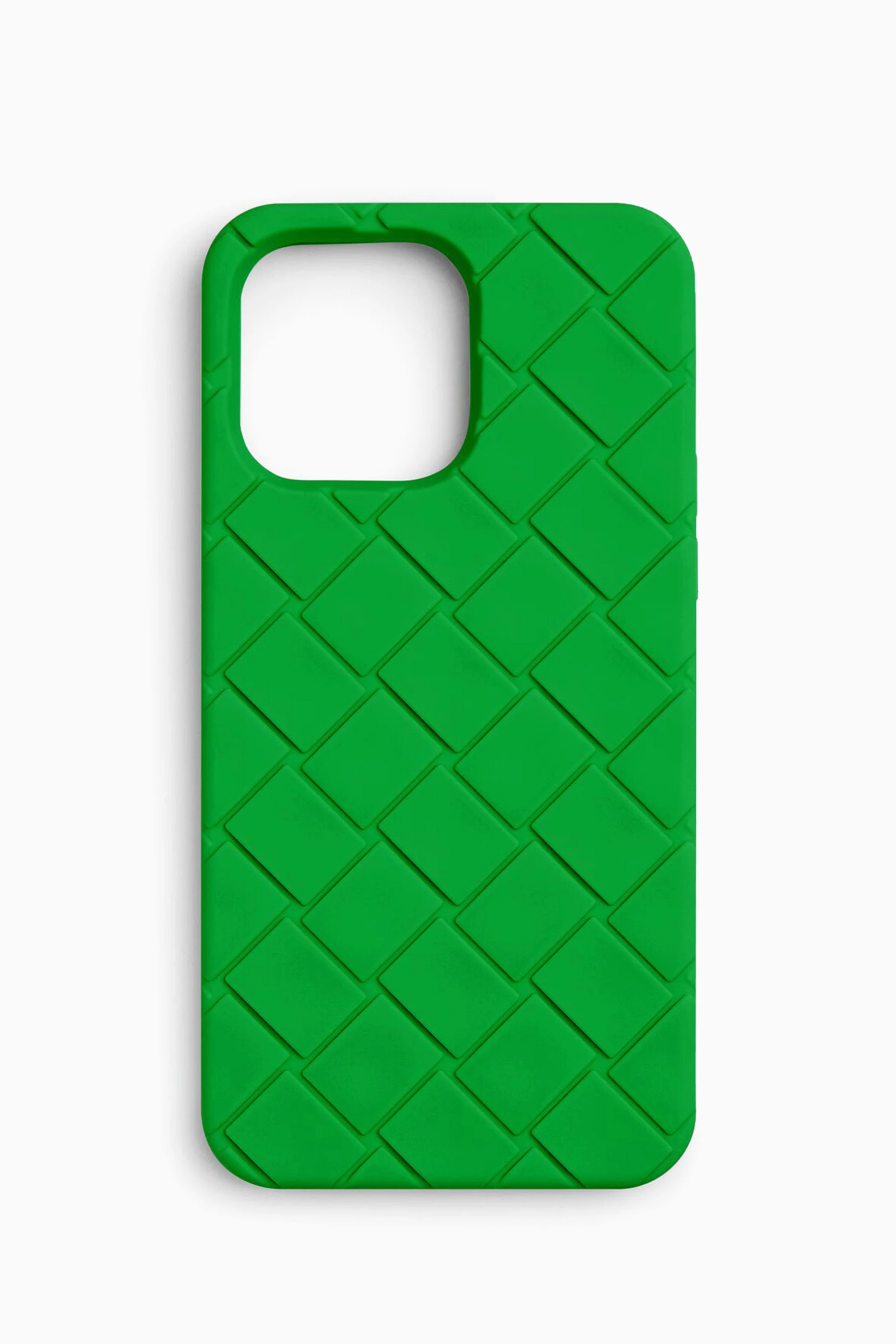 Buy Bottega Veneta Green iPhone 15 Pro Phone Case in Intreccio