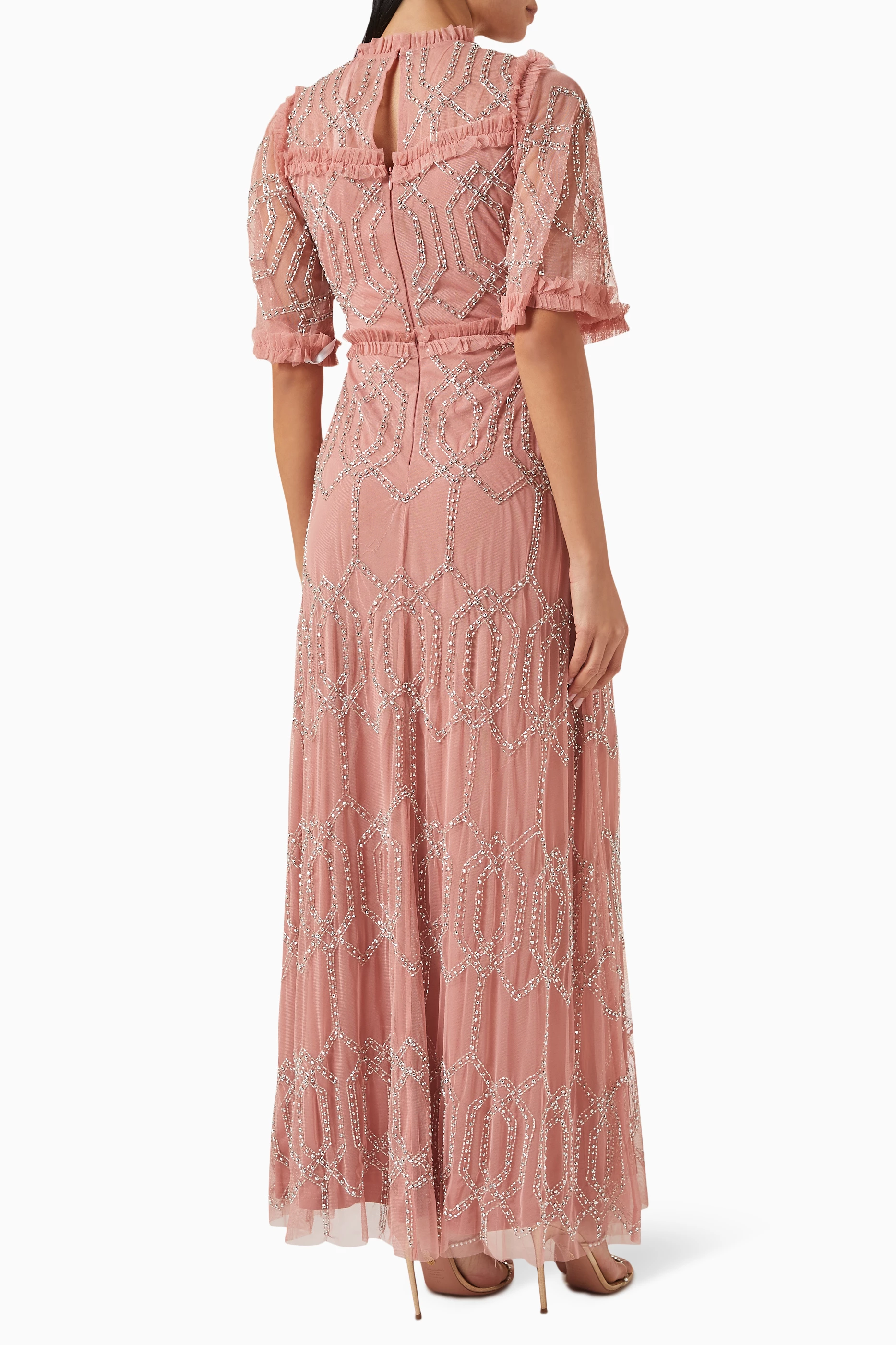 Amelia rose embellished ombre sequin maxi deals dress with cami strap in berry